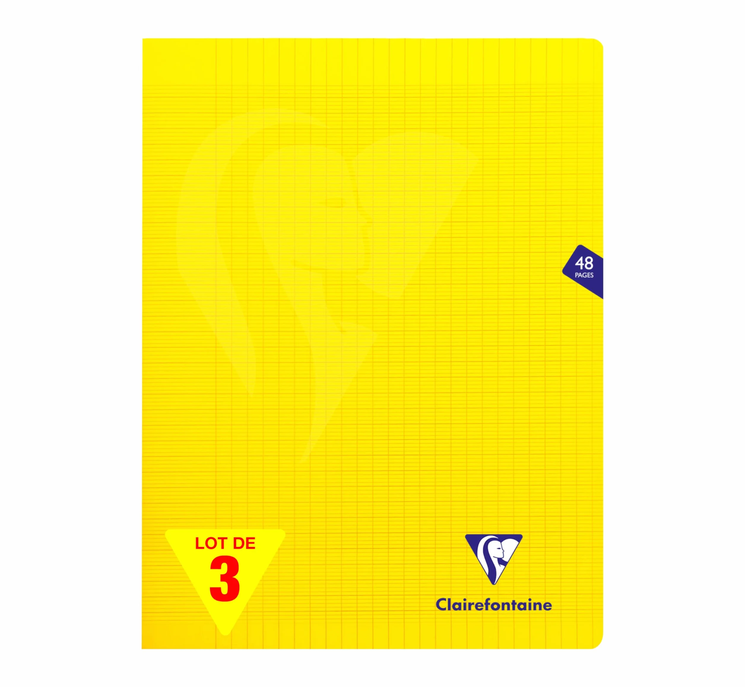 Clairefontaine 343311AMZC Lot de 3 Cahiers Agrafés Mimesys 24x32 cm 48 Pages Grands Carreaux 90 g Couverture Polypro Jaune
