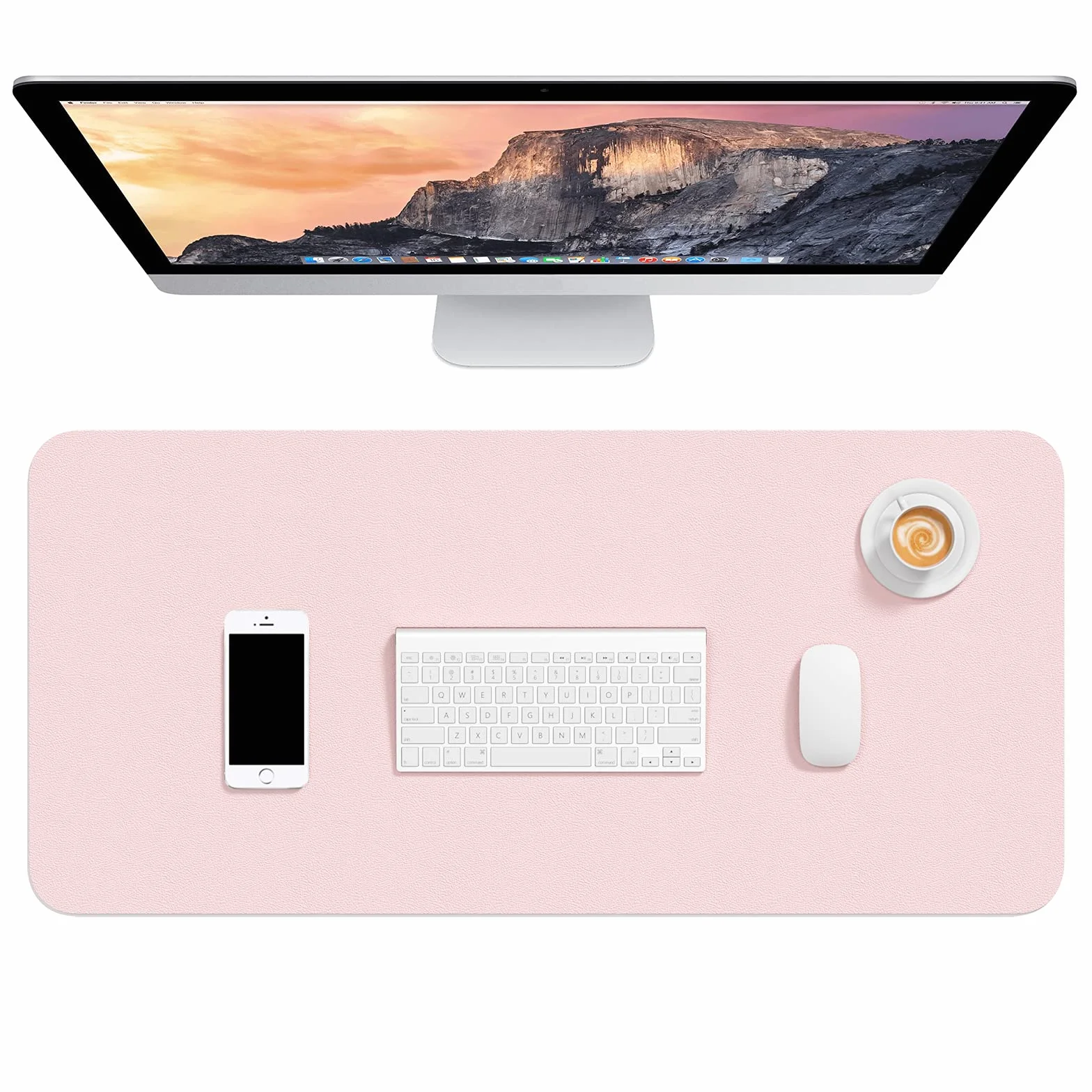 Sous-main en cuir PU 76,2 x 35,6 cm - Tapis de souris extra large imperméable - Antidérapant - Rose