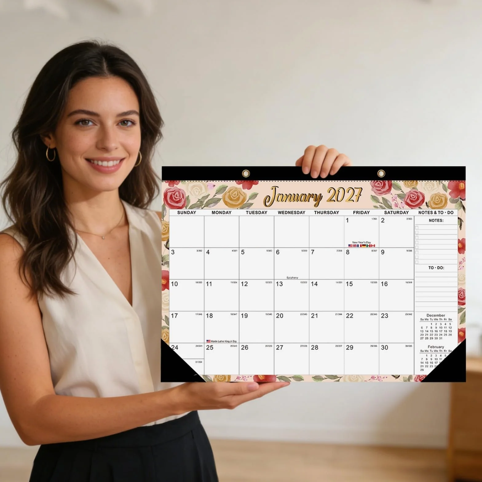 Calendrier mural juin 2026 décembre 2027 19 mois détachable autocollants planification bureau