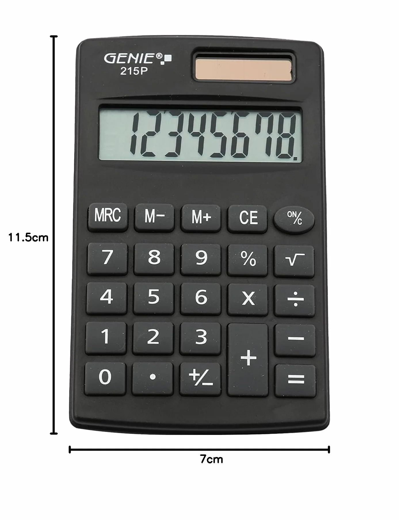 Genie Calculatrice 215 Chiffres P8 Double Alimentation Solaire Pile Design Compact Gris