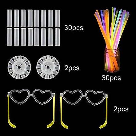 Bracelet Fluorescent Lumineux 30 Pièces Baton Lumineux Enfants Adultes Décoration Fêtes
