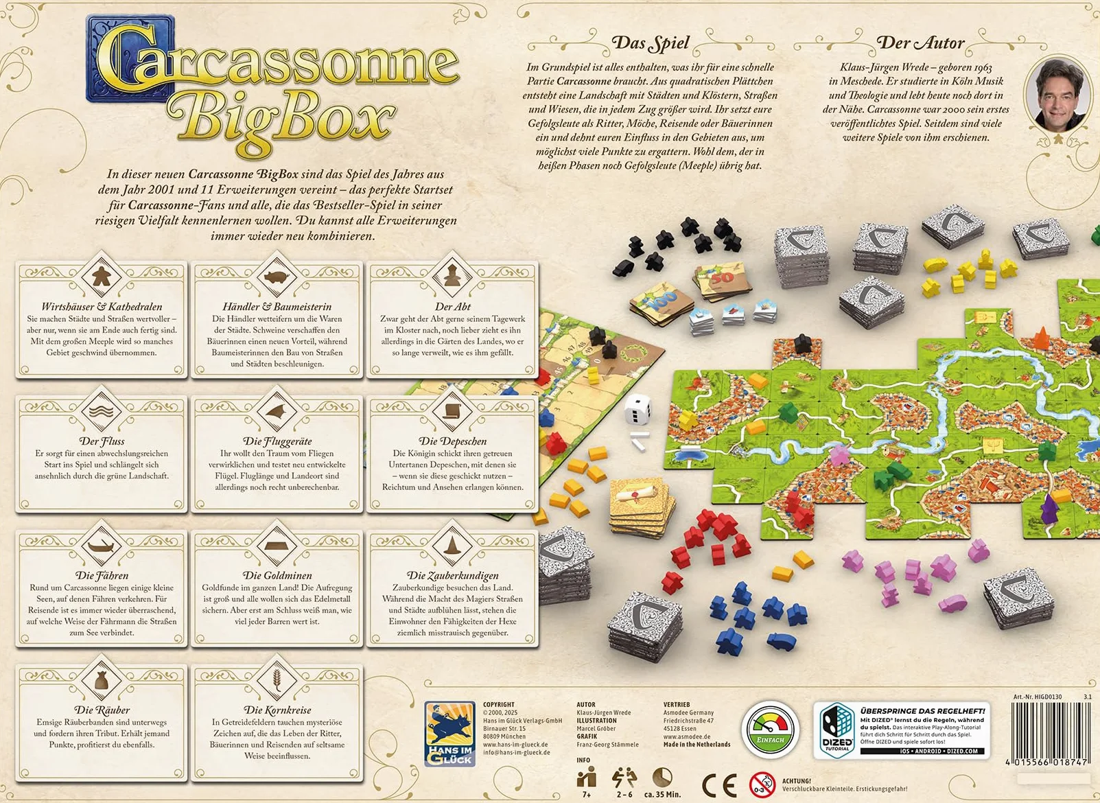 Hans im Glück, Carcassonne BigBox (édition 2025) - Jeu Familial - 2 à 6 Joueurs - 7 Ans et Plus - 35 Minutes - Allemand