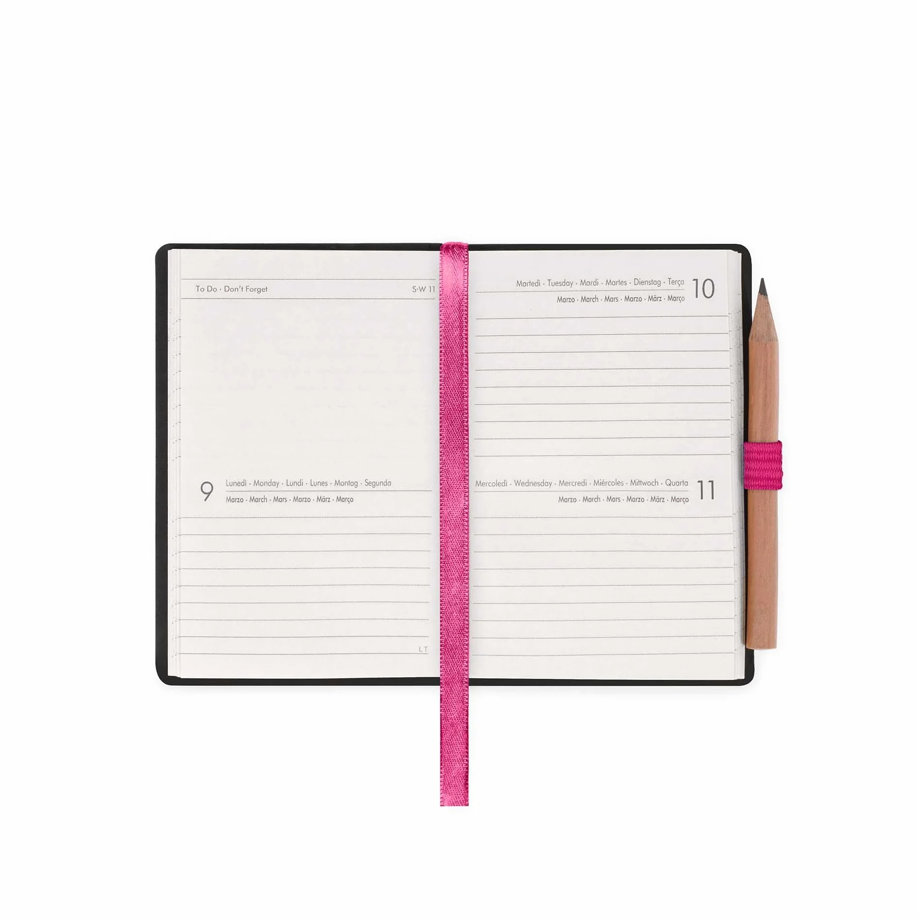 Legami Agenda biquotidien Mini 2026 Raspberry 12 mois carnet d'adresses crayon inclus fermeture élastique papier FSC 7 x 10 cm
