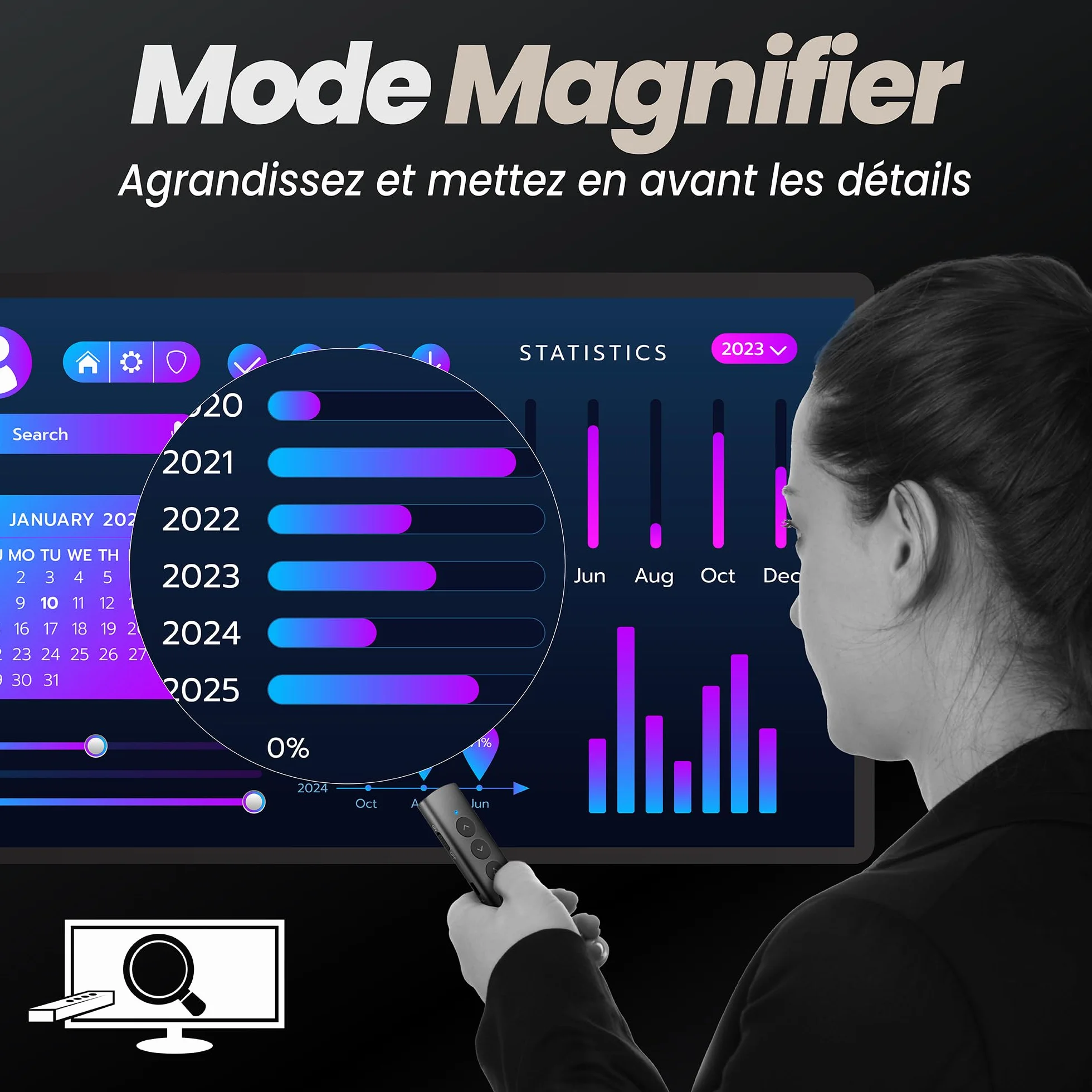 T'nB Télécommande de présentation Spotlight Rechargeable Aluminium Gris