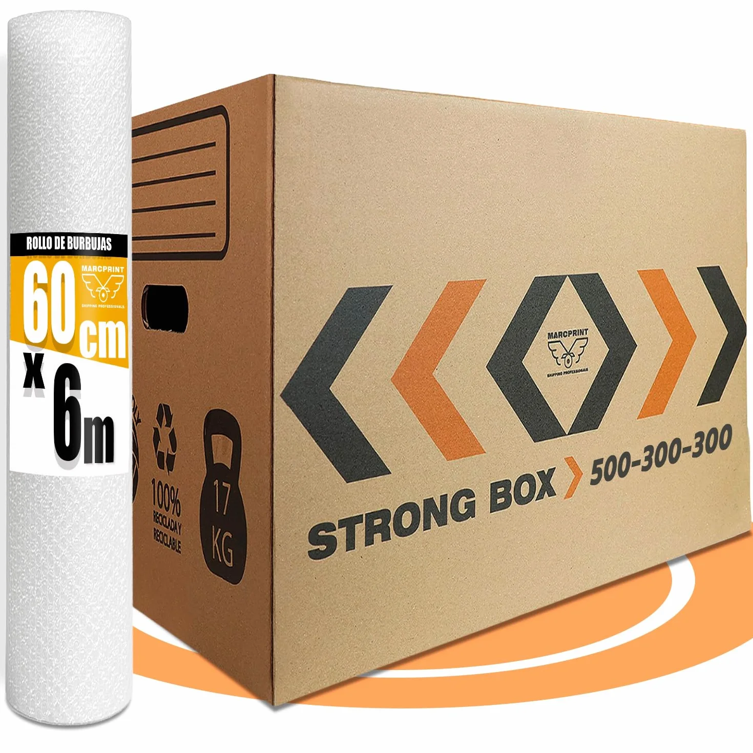 Boîtes de déménagement Taille L 50x30x30 cm renforcées FSC Lot de 20 + rouleau à bulles