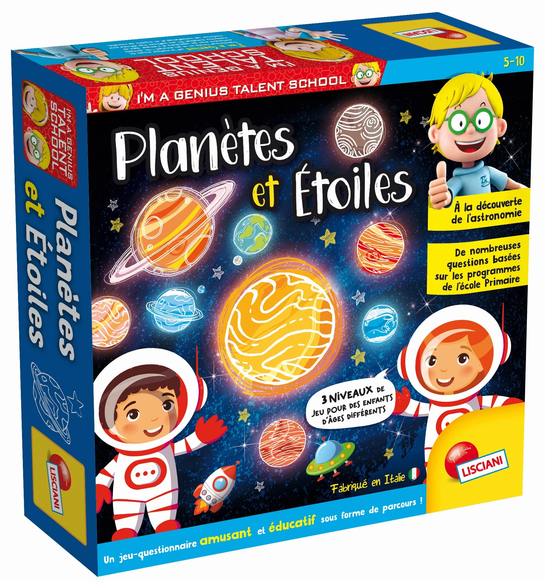 LISCIANI I'm A Genius Quiz Educatif Enfants dès 5 ans Découverte Astronomie Planètes et Étoiles