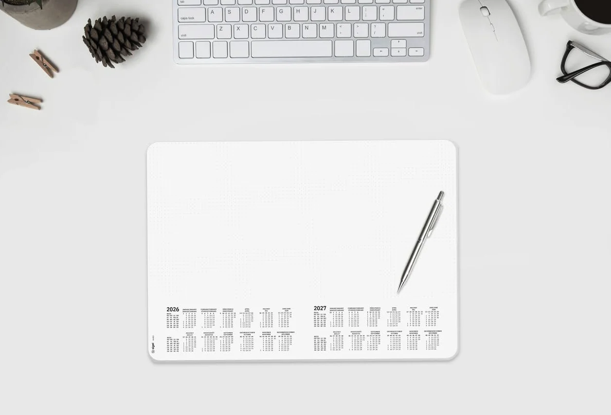 SIGEL H6501 Sous-main en papier A3 42x29.7 cm blanc et noir 30 feuilles calendriers semainier design dotted