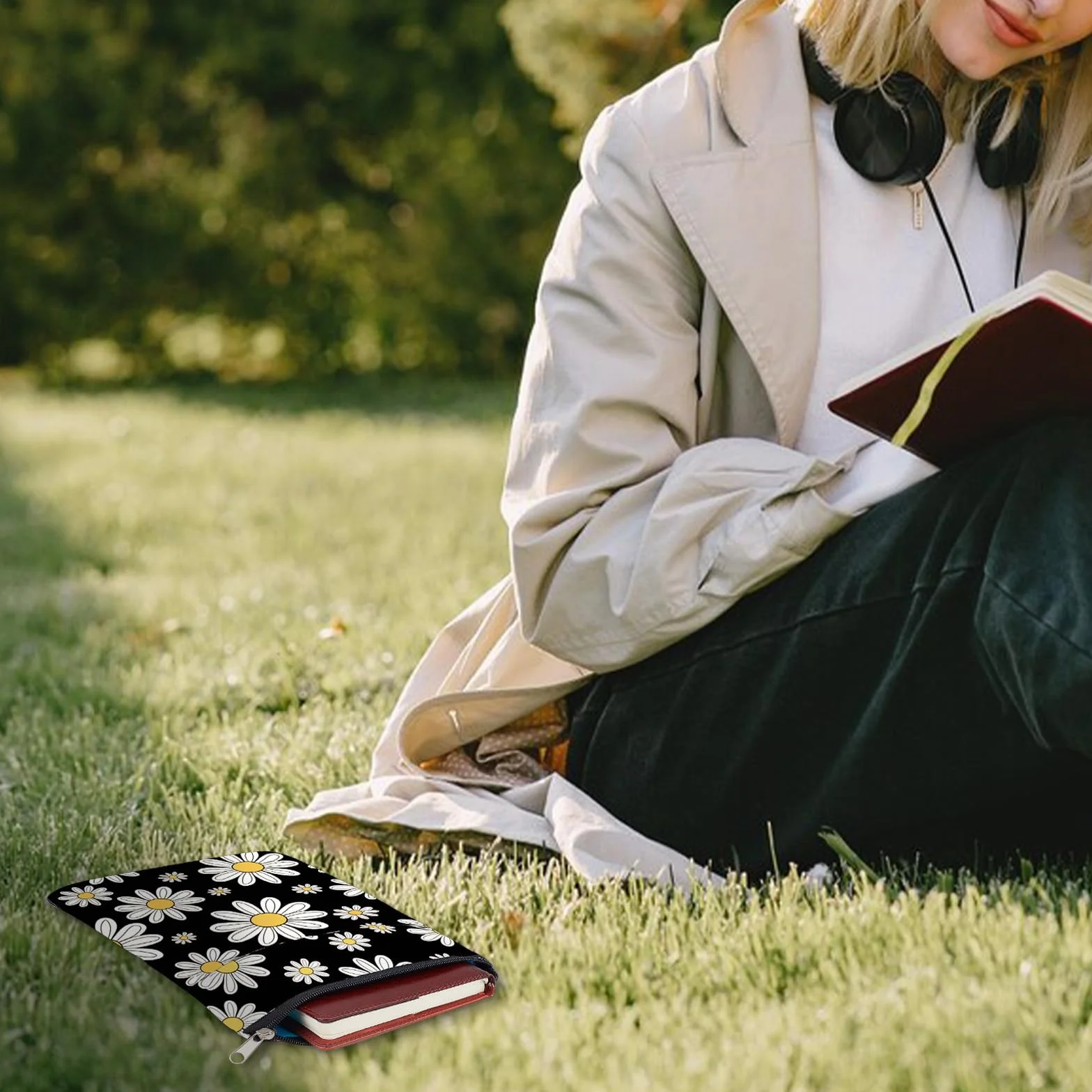 NICENEEDED Pochette de Livre avec Fermeture Éclair Magritte Book Covers Protecteur de Livre de Poche Étanche
