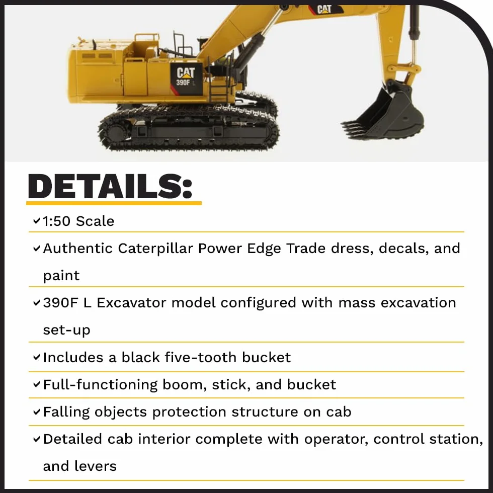 Caterpillar, DM85284, Pelle hydraulique Diecast Masters, Cat 390F L, échelle 1:50