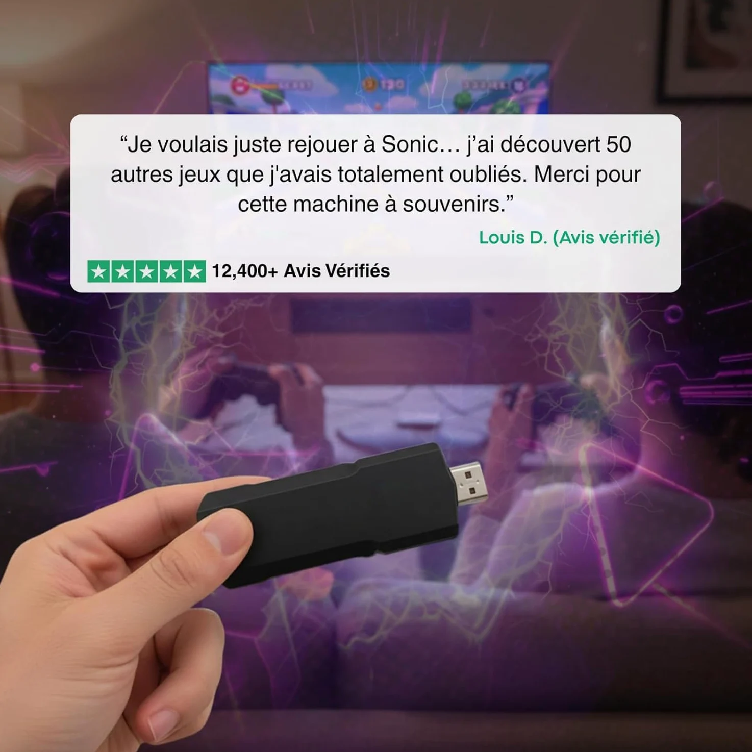 Clé de Jeu rétro sans Fil, mémoire de 64 Go, Jeux Classiques préinstallés, jouez à la télévision avec Deux manettes sans Fil 2,4 GHz, Sortie HDMI 4K améliorée
