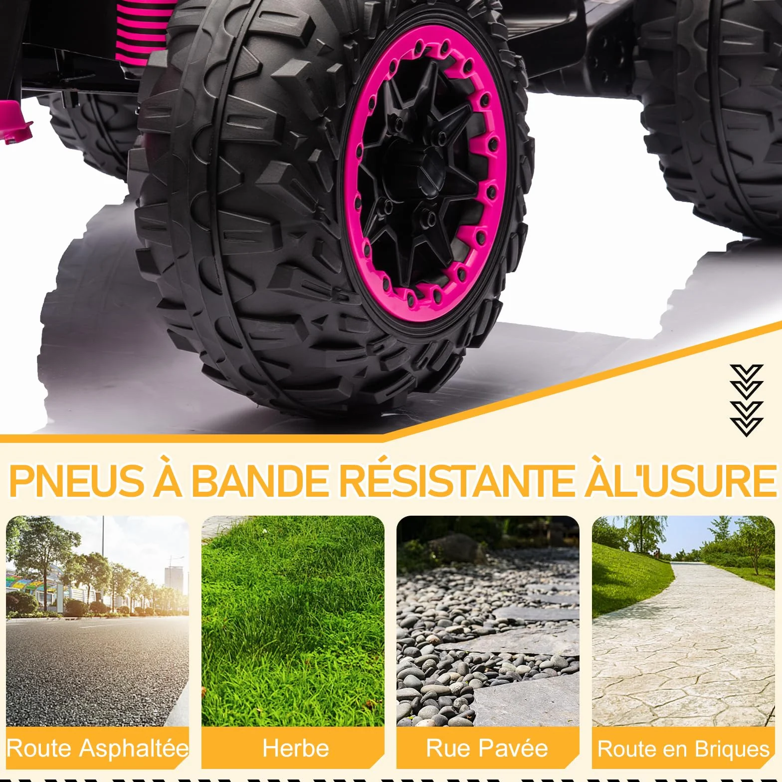 LALAHO Quad Électrique Enfants 12V Voiture Électrique avec LED et Musique ATV pour Enfant 3-8 Ans Rose