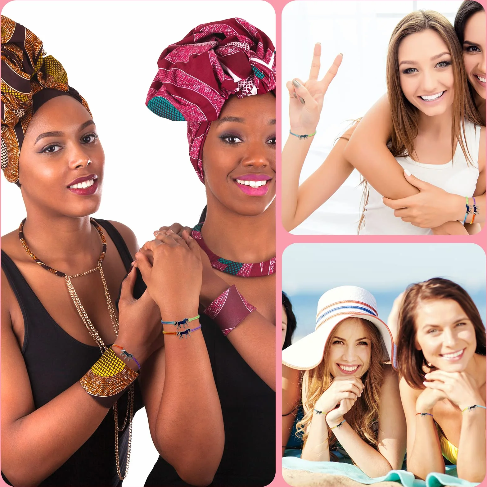 Lot de 4 bracelets d'humeur pour fille - Changement de couleur - Arc-en-ciel - 24,13 cm - Métal - Oxyde de zirconium