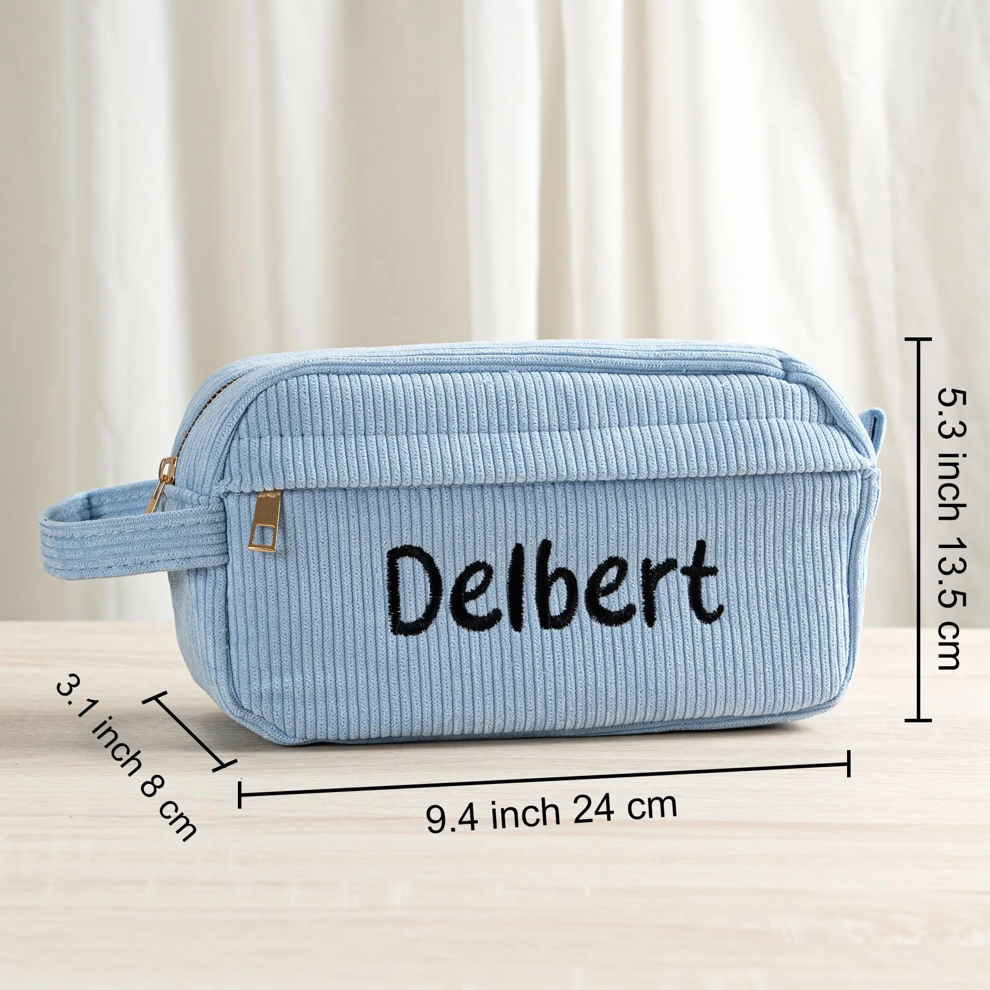 Trousse à Stylos Brodée Personnalisable Velours Côtelé 24x8x13.5cm - Trousse Écriture Adulte