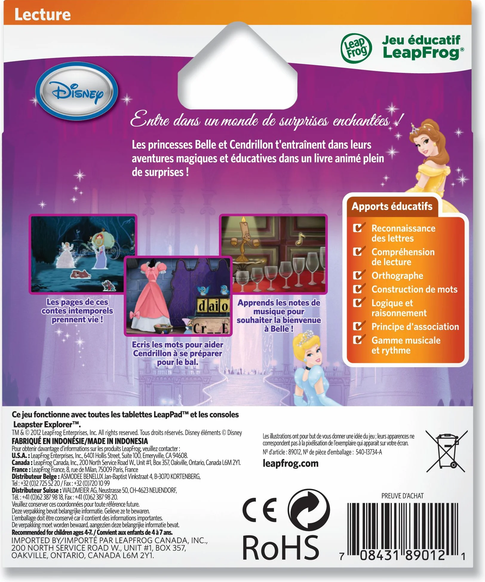 Leapfrog Jeu Educatif Electronique Princesses Disney LeapPad LeapPad 2 Leapster Explorer
