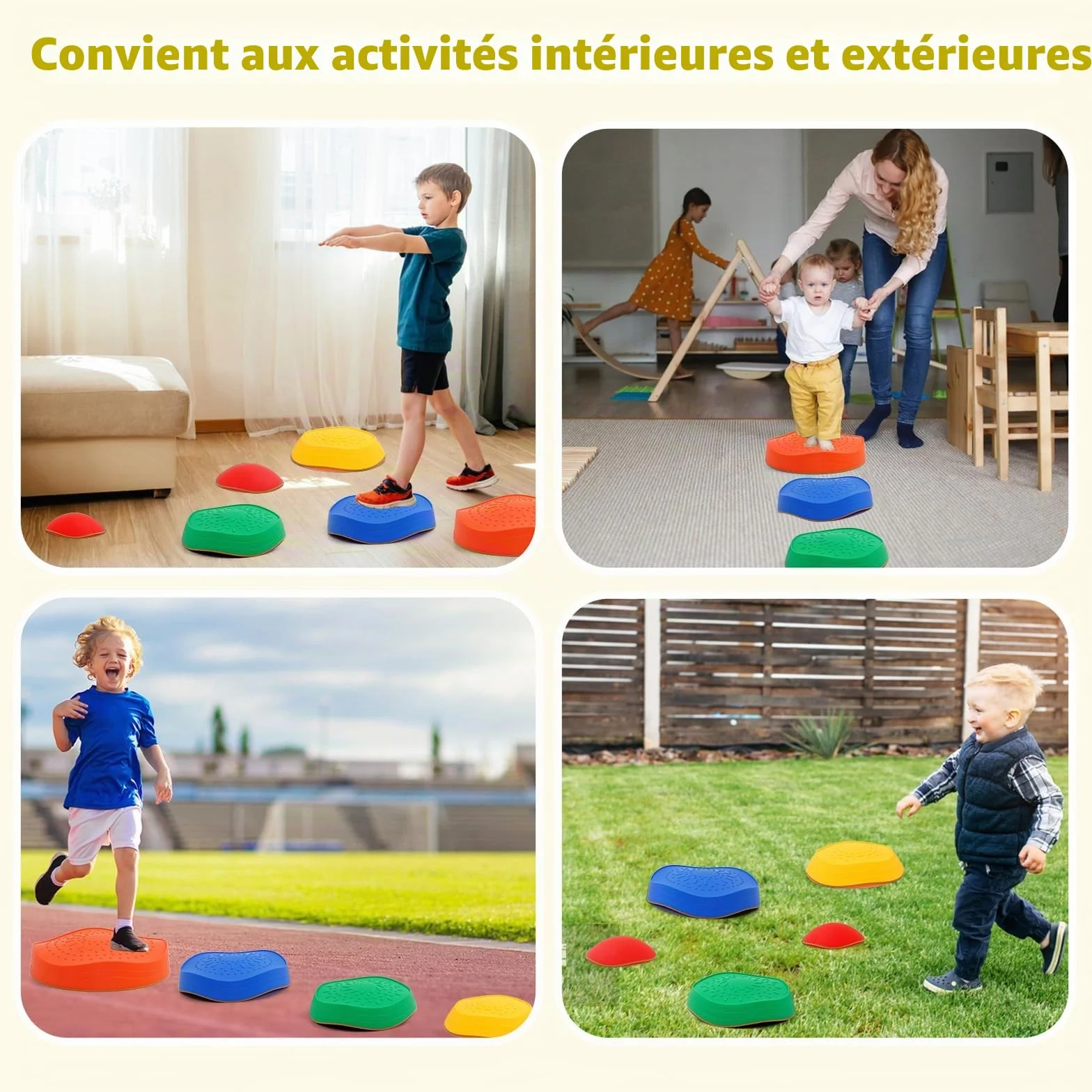 Pierre d'équilibre Enfant 6 Pierres Antidérapantes Parcours Motricité Dalle Sensorielle Intérieur Extérieur