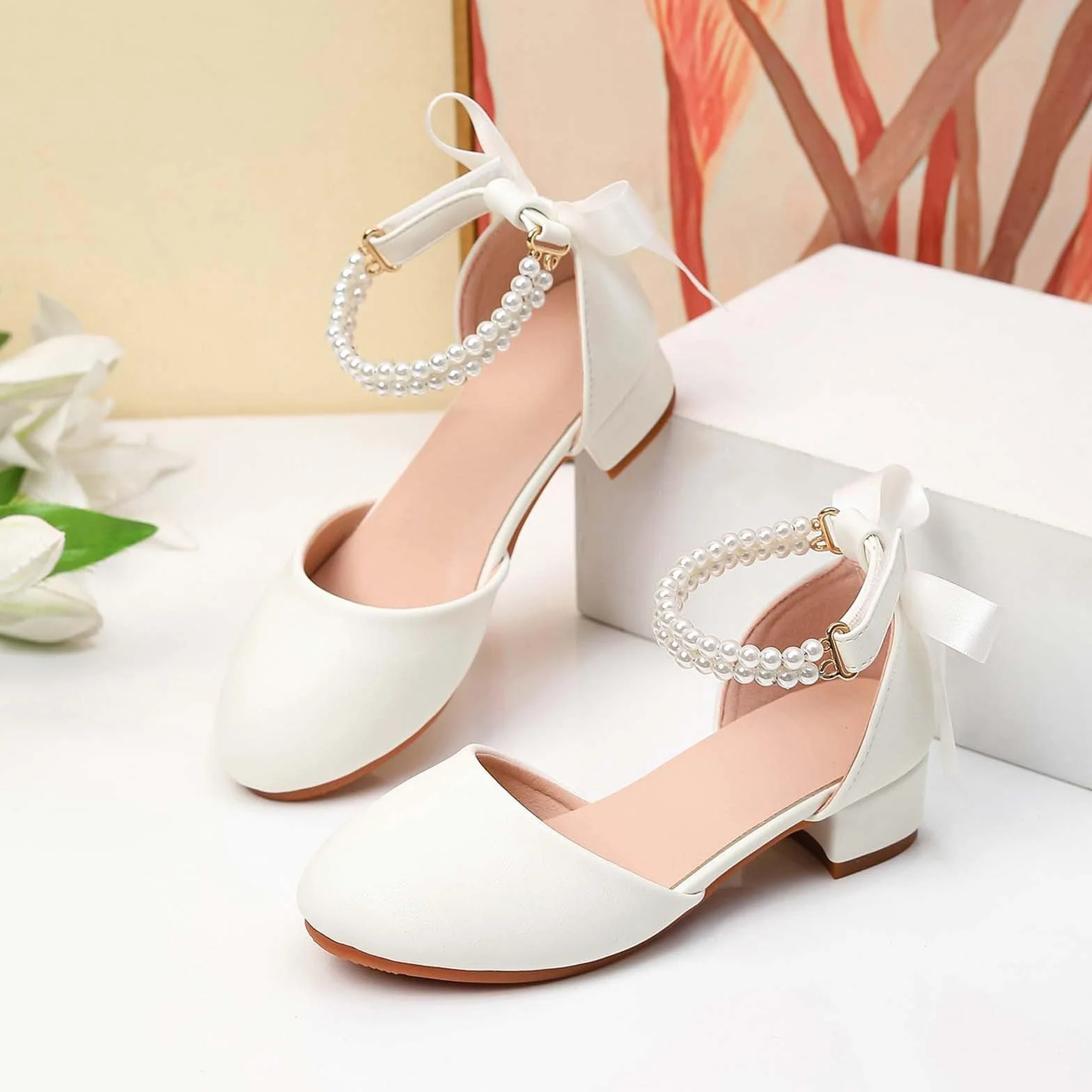 Mary Jane Chaussures à Talons Hauts pour Enfants Fille Antidérapantes