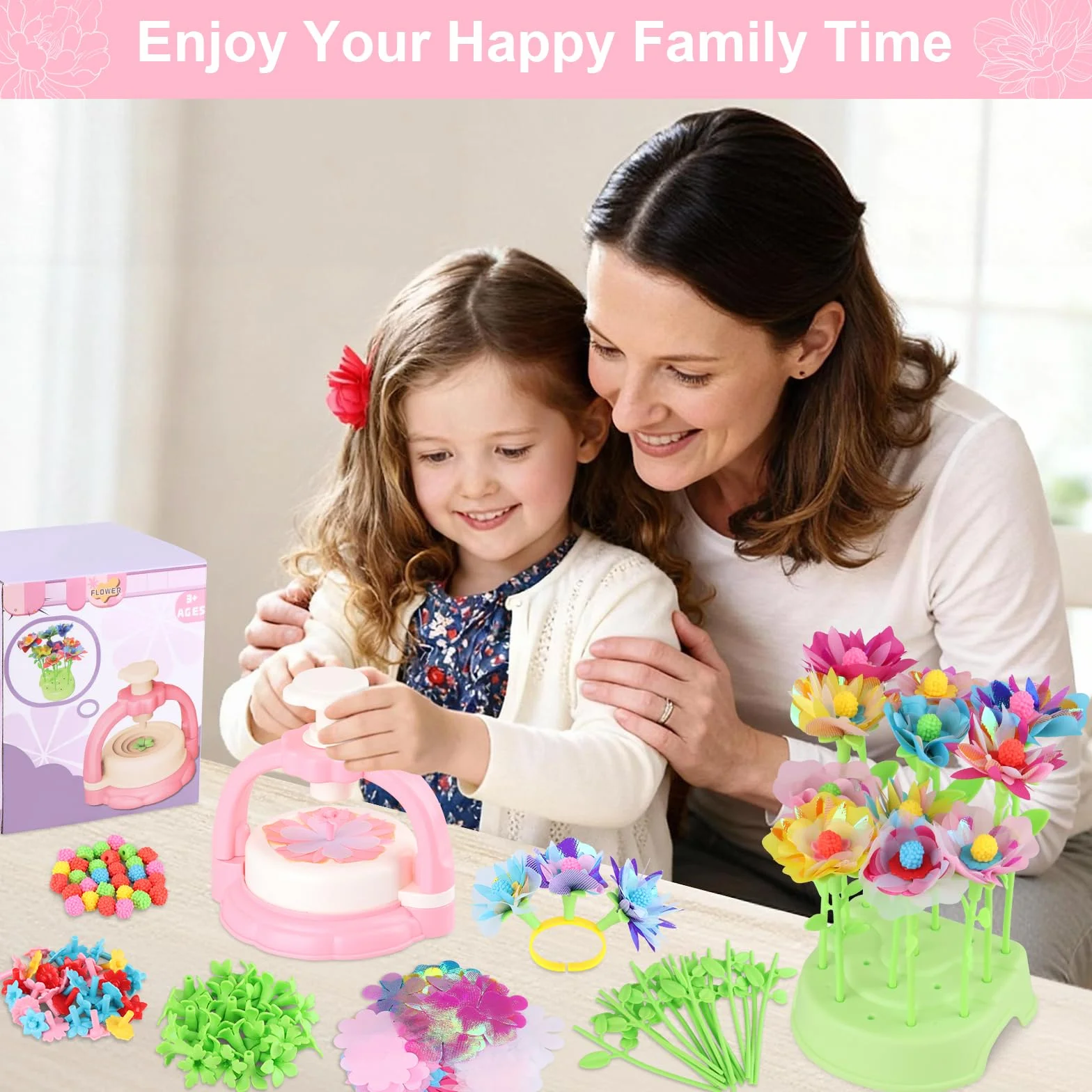 Kit de Recharge pour Jouet Fleurs Enfant, 80 Pétales, 24 Tiges, Centres, Sépales