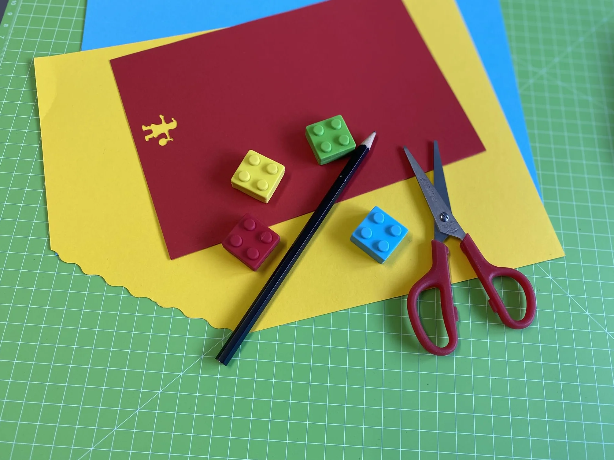 WEDO Bricky 4 gommes en forme de blocs de construction plastique PVC 2,5 x 2,5 x 1,3 cm