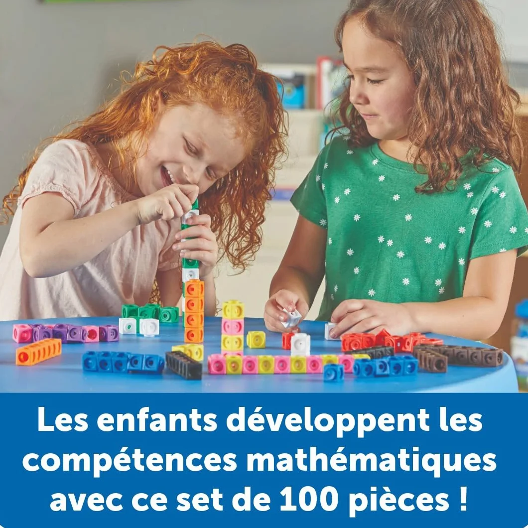 Learning Resources MATHLINK® CUBES-100, Cubes emboîtables pour activités mathématiques, Jeu éducatif STEM, comptage, dès 5 Ans