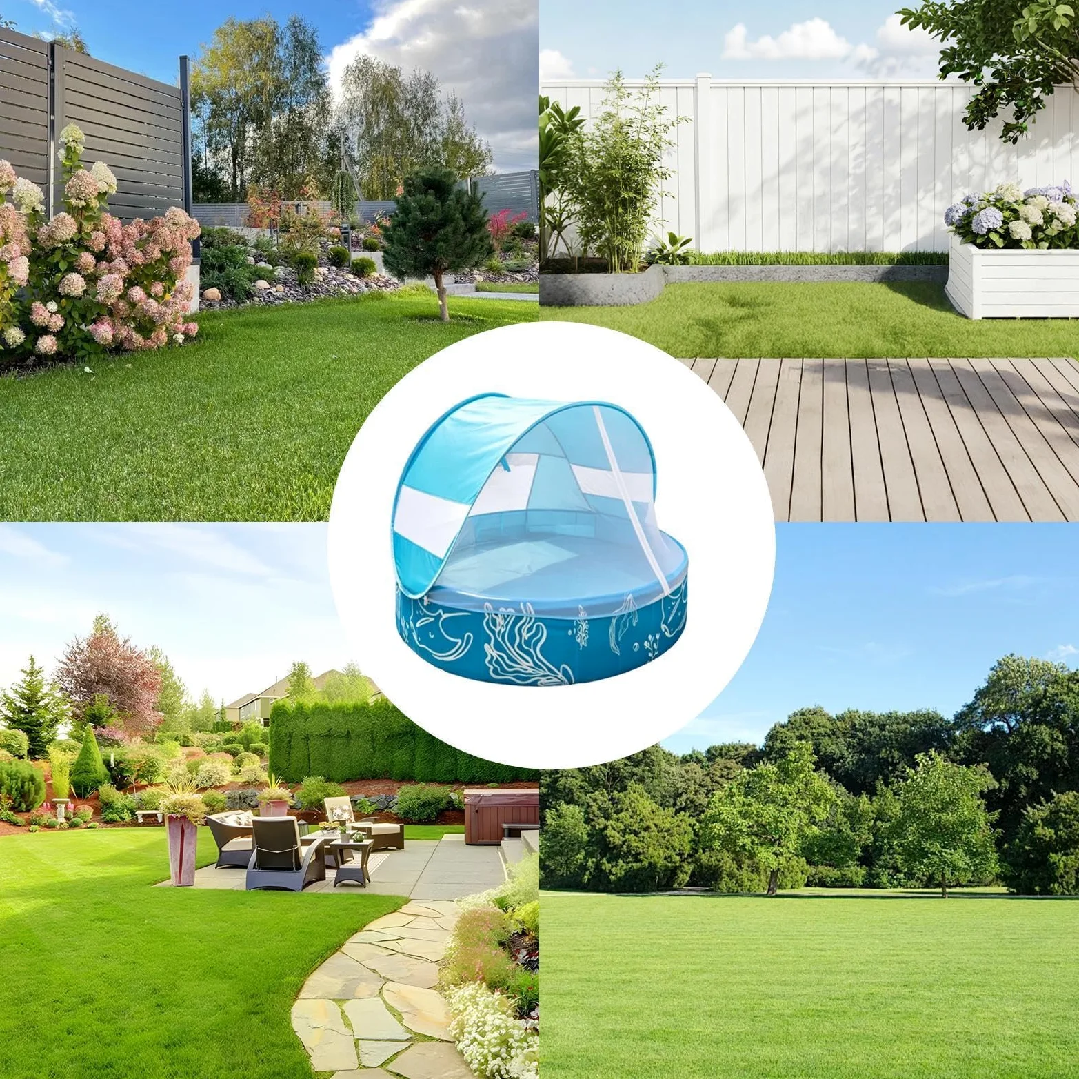 Piscines pour Avec Auvent, Filet Inclus, Jouet Pliable Non Gonflable Pour | Piscine De Jardin 120 X 30 Cm Pour L'Extérieur, L'Été, Le Patio, Le Parc, La Plage Et Les Voyages
