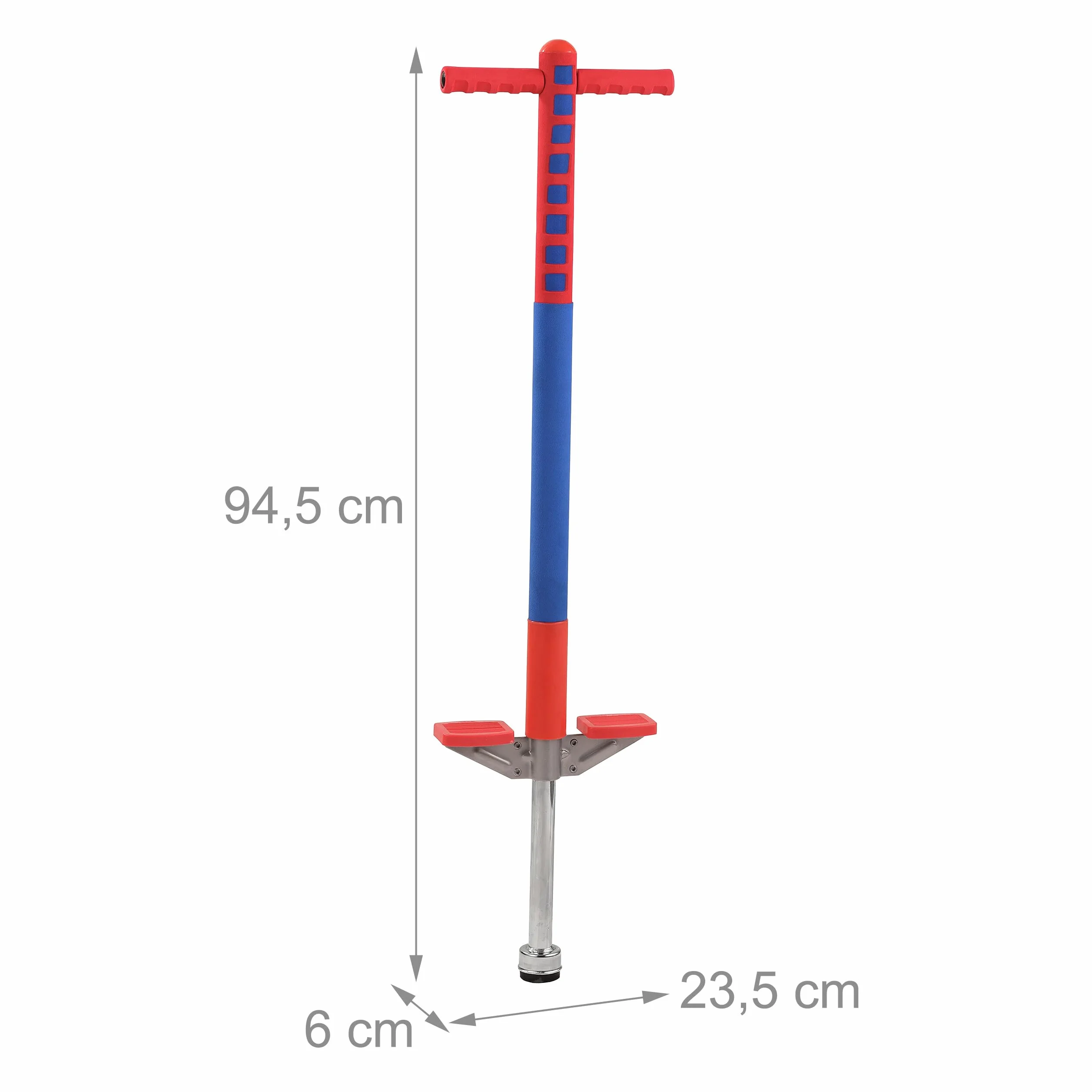 Relaxdays Pogo Stick pour Enfants INOX 94.5x23.5x6 cm Bleu Rouge