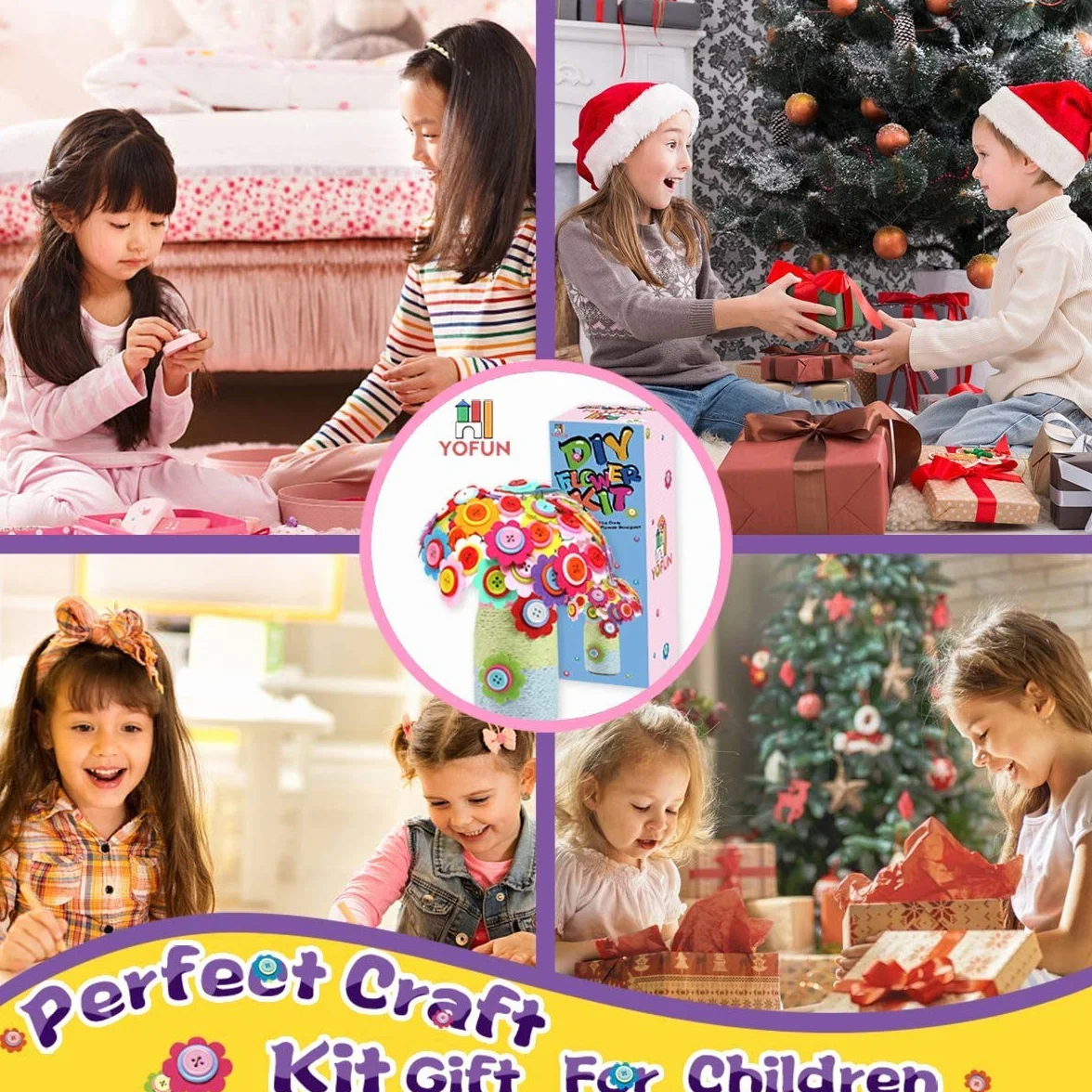 Afufu Kit Travaux Manuels Enfants Arts Créatifs Bouquet Fleurs DIY Jouet Cadeau Filles 5-9 Ans