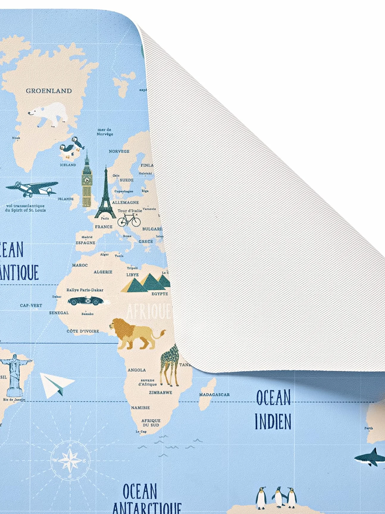 VERTBAUDET Sous Main Mappemonde bleu imprimé