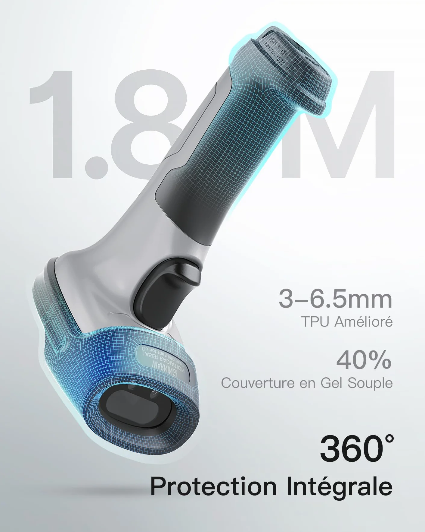 Inateck Lecteur Code Barre sans Fil 1D BCST-70, Bluetooth USB, 2600 mAh, 180 Jours, pour Windows Android iOS