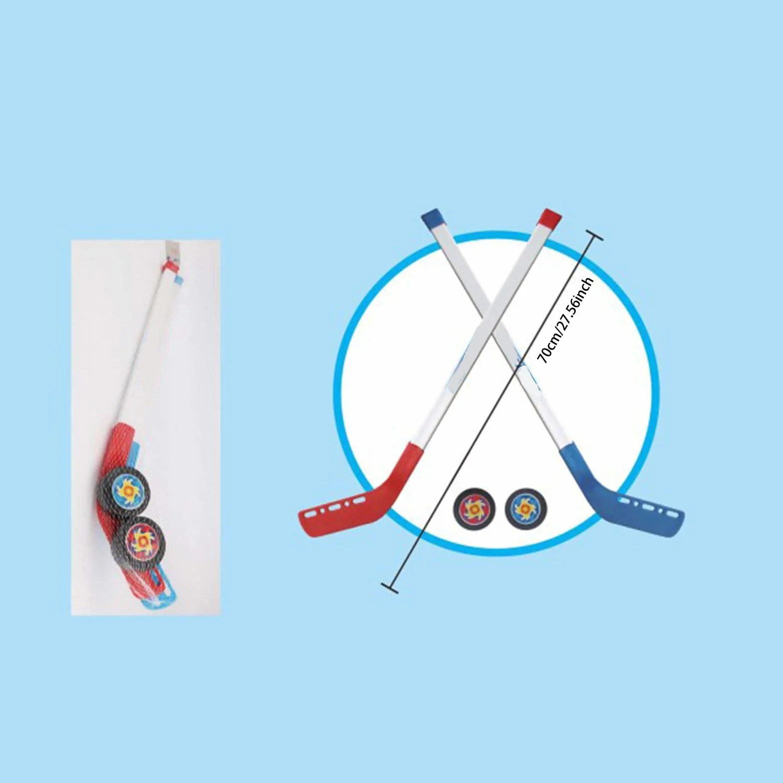 Ensemble de hockey sur le sol de rue pour enfants avec 2 balles et palet en plastique, équipement d'entraînement de hockey à roulettes intérieur extérieur