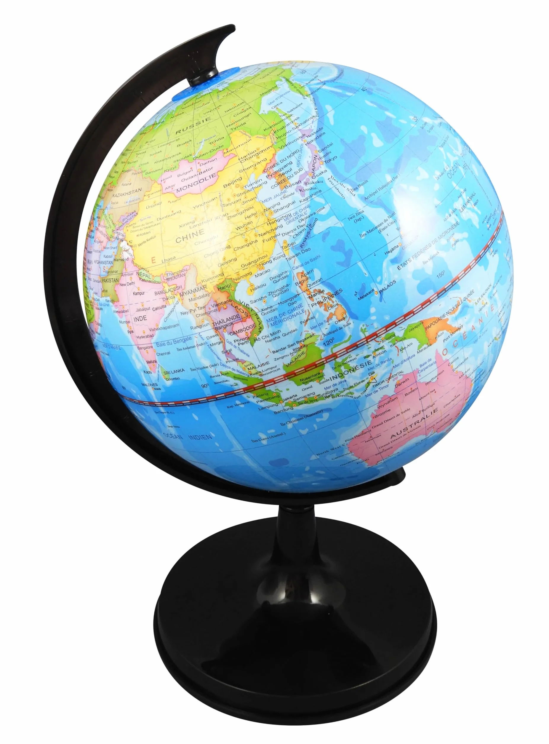 Globe Terrestre 20 cm pour Enfants – Découverte Pays, Villes, Océans et Fleuves – Socle Noir Mat – Éducatif dès 6 Ans