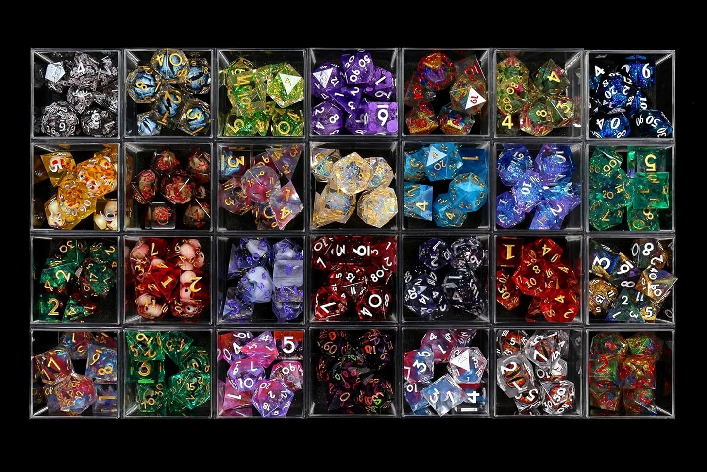 1985 Games Lot de 6 dés polyédriques à bord tranchant – Dés RPG mystère pour Donjons, Dragons et RPG de table