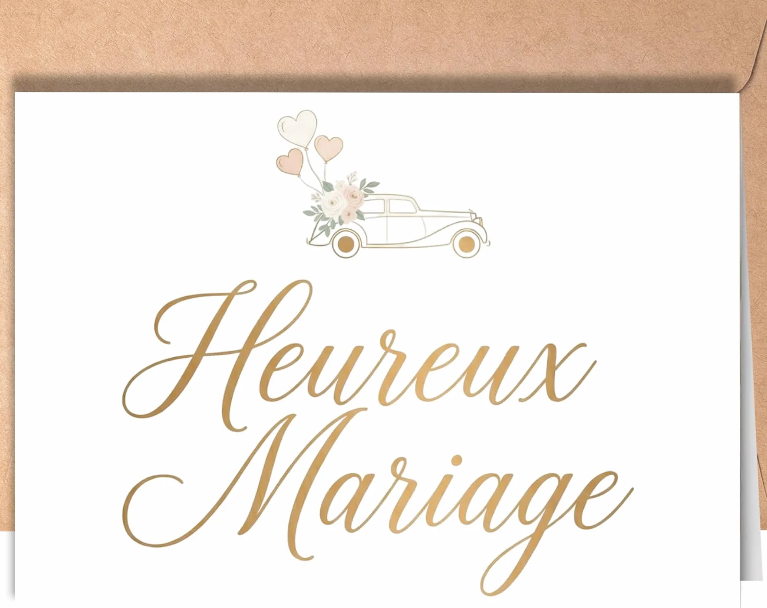 Carte de Mariage Félicitation avec enveloppe - Heureux Mariage - Carte Voeux Mariage Originale - Cadeau Pour Couple