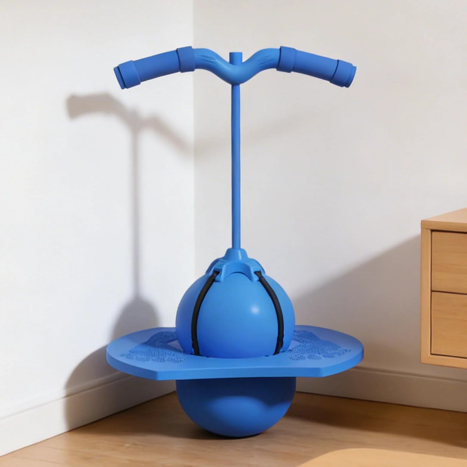 Ballon D'équilibre Élastique Antidérapant avec Poignée pour Adultes Planche de Fitness Intérieur Extérieur