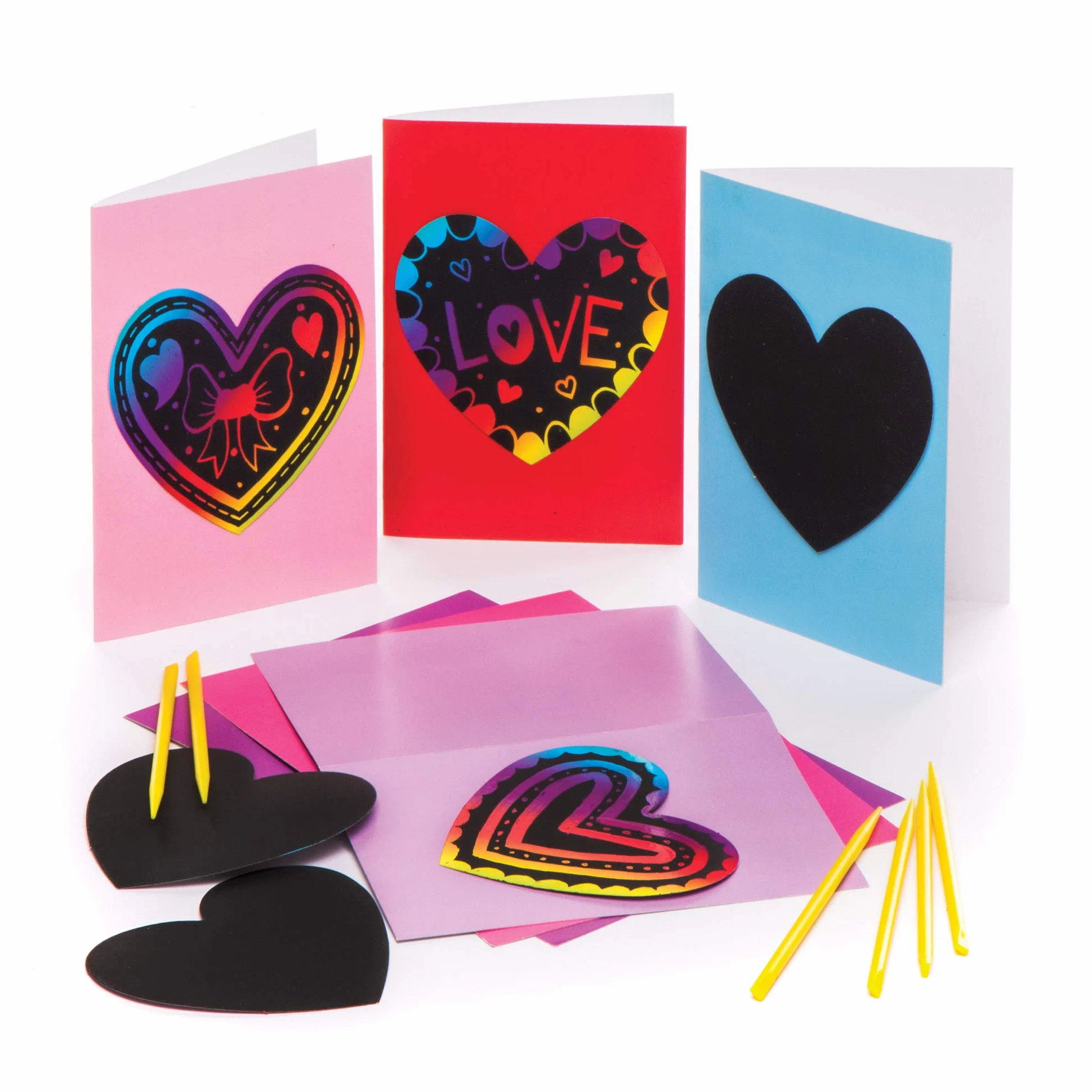 Baker Ross Cartes à Gratter motif Coeur Lot de 6 Loisirs Créatifs Enfants