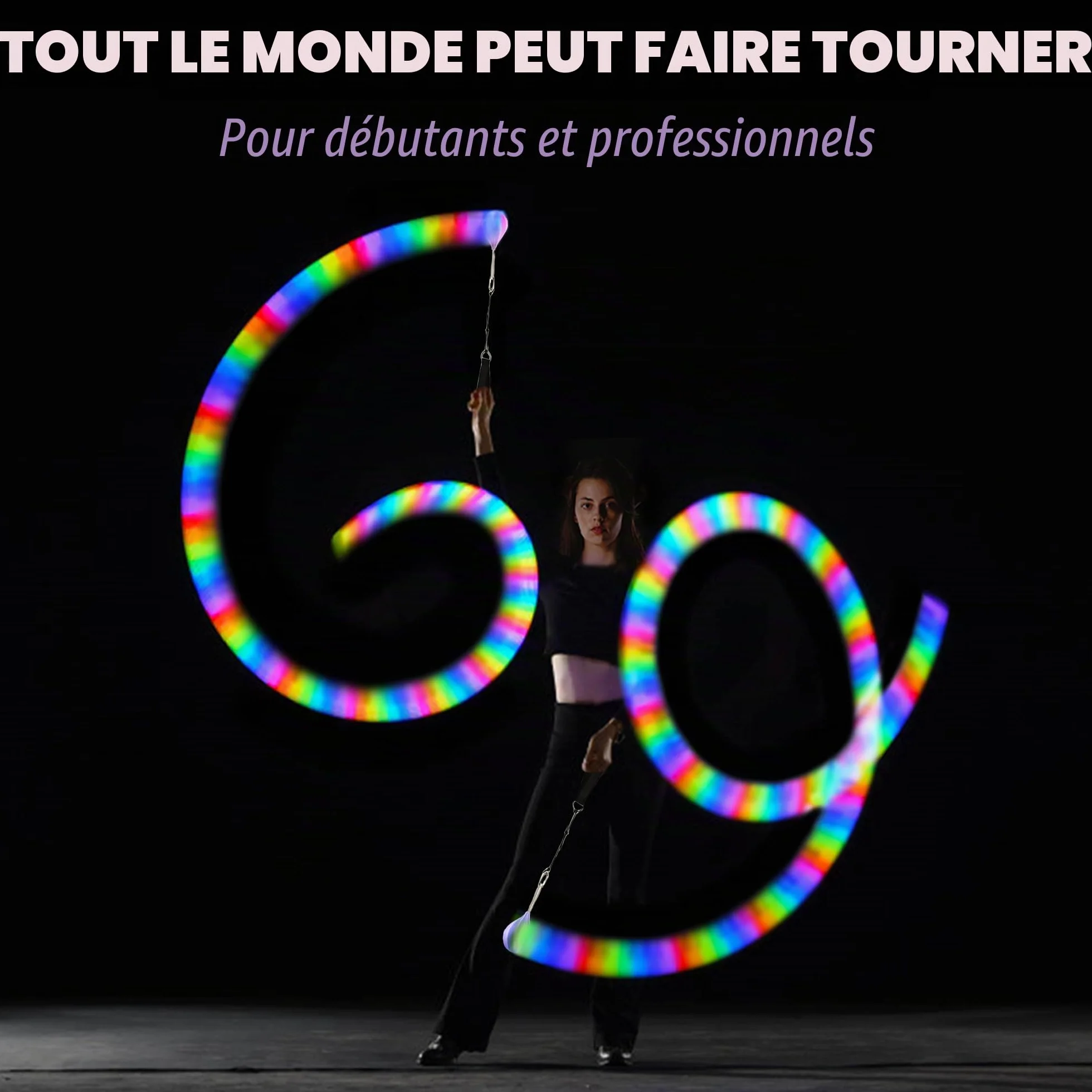LED Poi Lumineux 2 Pièces - Bolas Lumineuse pour Jonglerie et Cirque, Kit Multicolore Débutants Professionnels