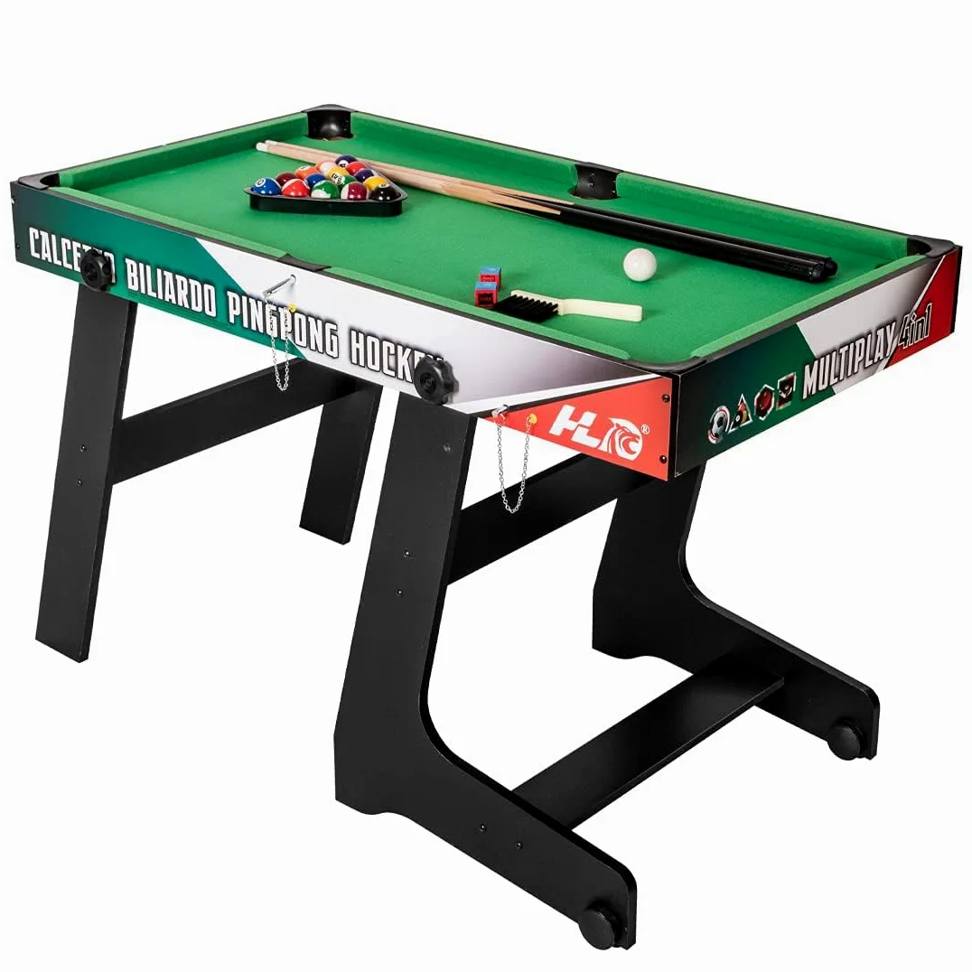 HLC Table Multijeux 4 en 1, Barre Rétractable Baby Foot Pliable, Multifonction Sport Babyfoot/Billard/Tennis de Table/Hockey, Convient Aux Adultes Et Aux Enfants Plaisir Familial.
