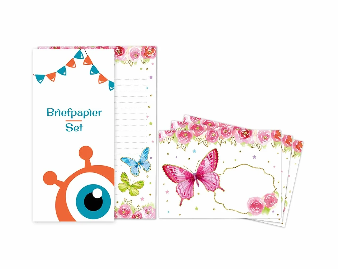 Papier à lettre A5 avec enveloppes pour enfants - Bloc ligné 25 feuilles + 15 enveloppes