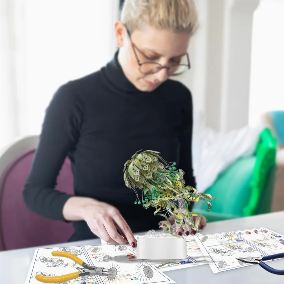 Piececool Casse-tête 3D en métal vert cristal - Modèle en métal - Cadeau de Noël ou de Nouvel An