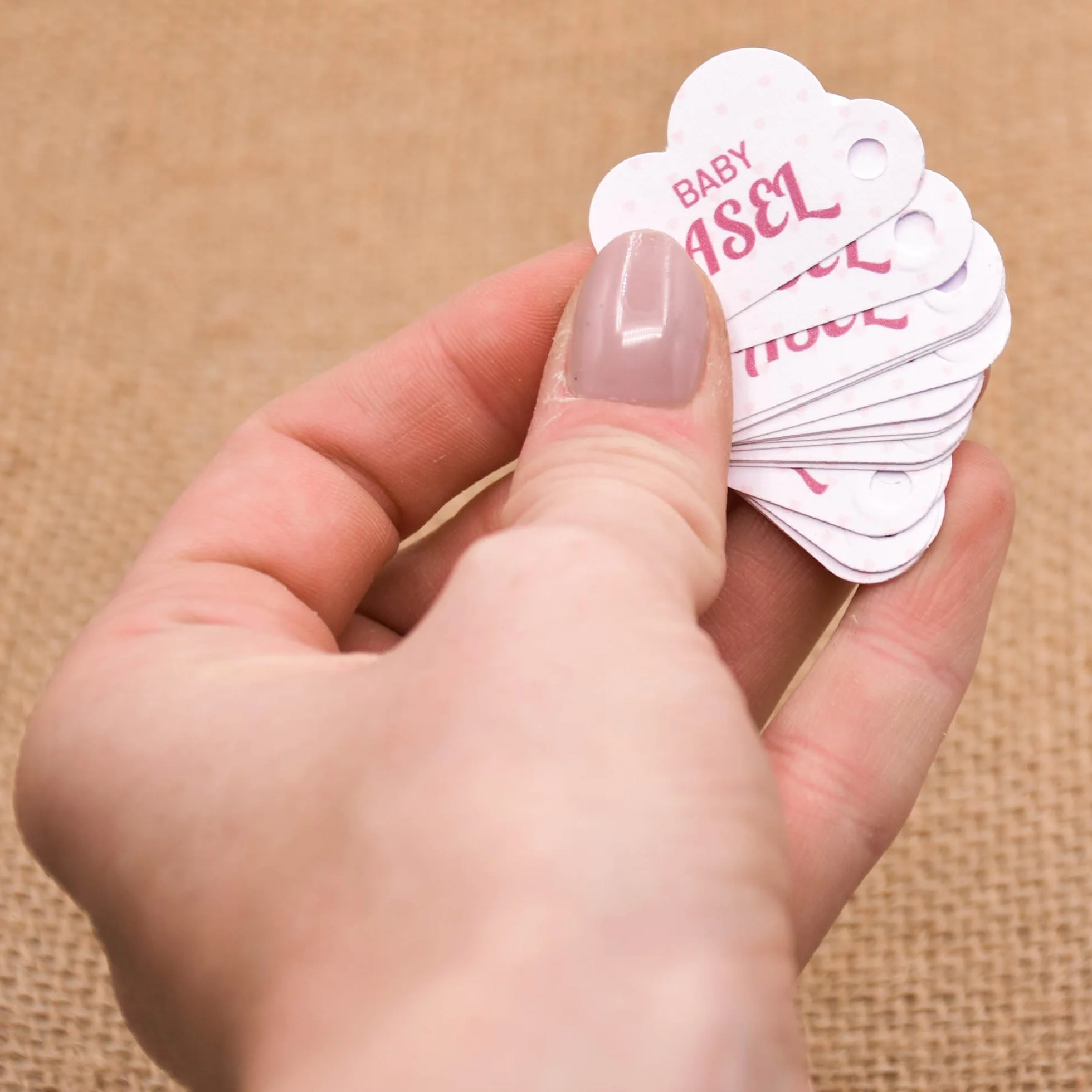 Étiquettes personnalisées nuage baptême communion babyshower 3,5cm Rose