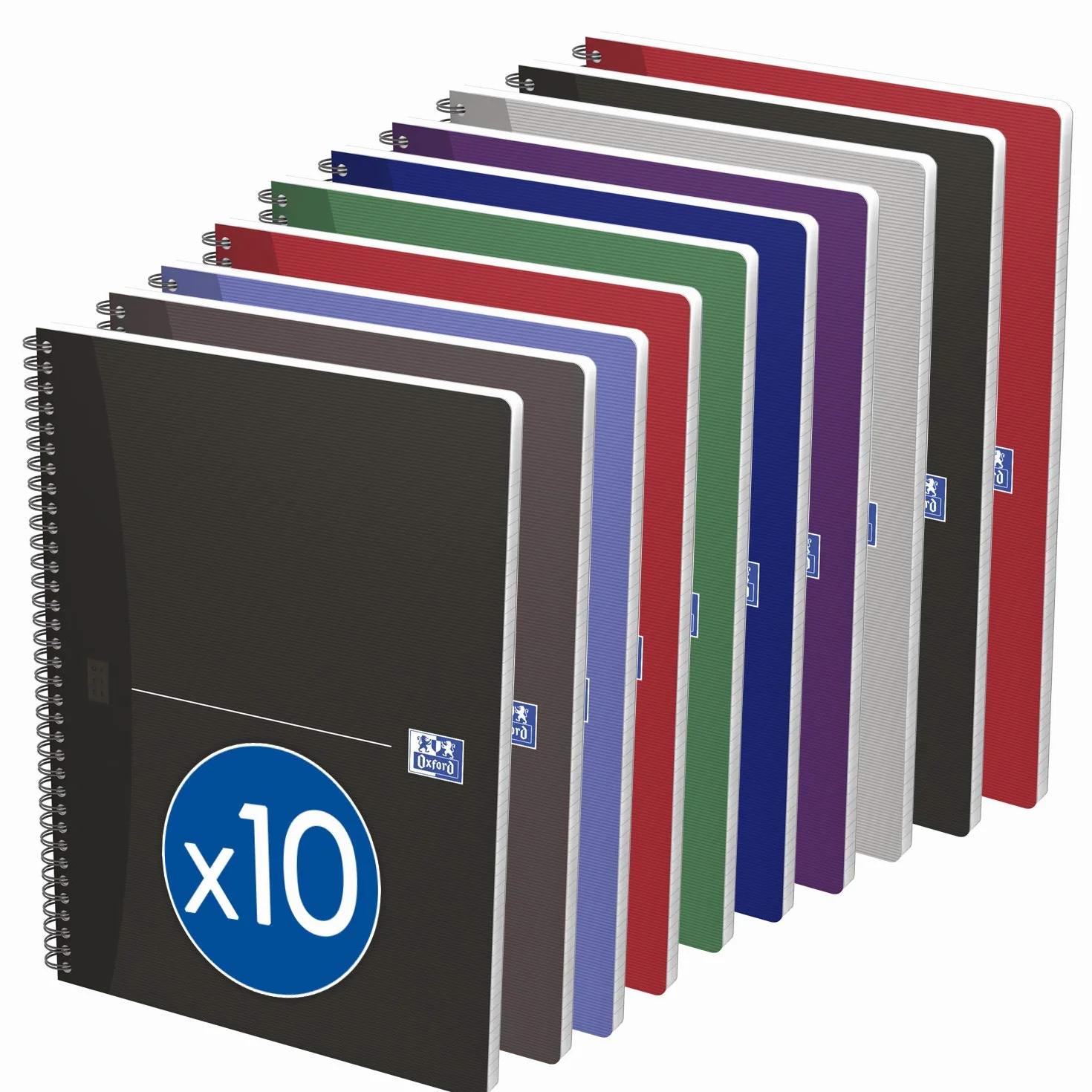 Oxford Cahiers Spirales A4 100 Pages Grands Carreaux Seyès Couverture Carte Couleurs Assortis 21 x 29,7 cm
