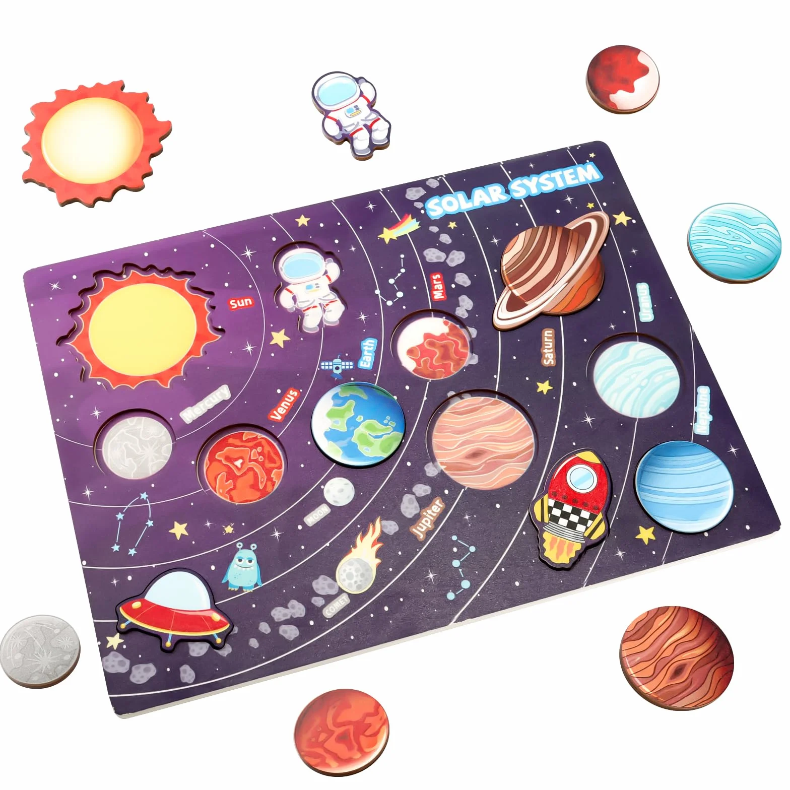 Puzzle en bois système solaire