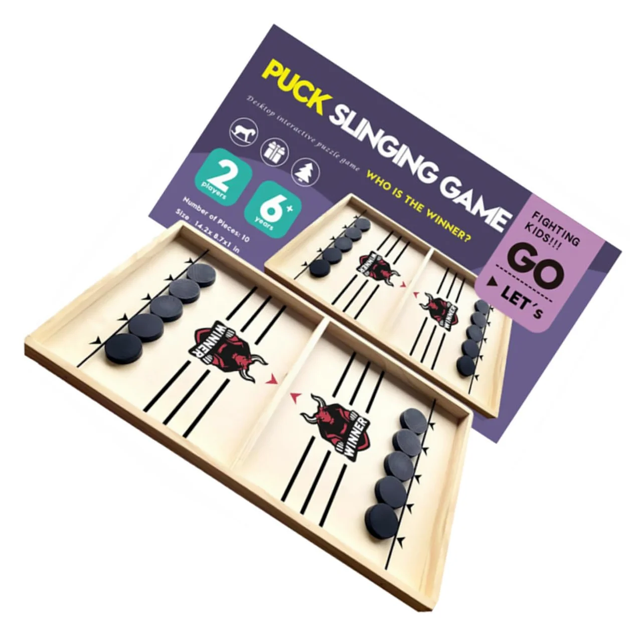 BESTonZON Jeu de Société en Bois pour Garçon et Filles et Adultes Petit Format Jeu de Palets à Fronde Rapide Jouet Éducatif Interactif pour Bataille de Bureau en Famille