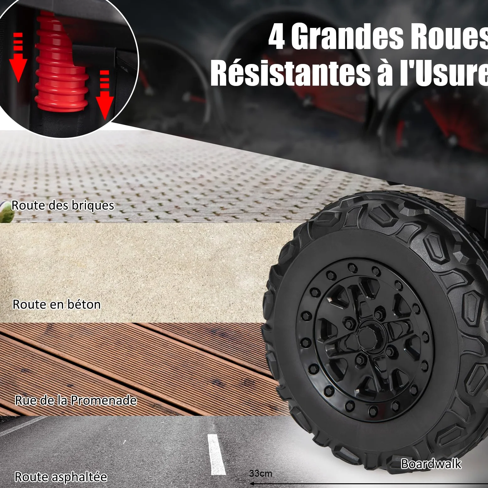 SOARS Voiture Electrique Enfants, Quad Electrique Enfants à 2 Places avec Multimédia, Télécommande 2,4G pour Parents, Durée de 60 à 120 Min, Charge Maximale 59 KG, Cadeau Fille Garçon 3-8 Ans (Rouge)