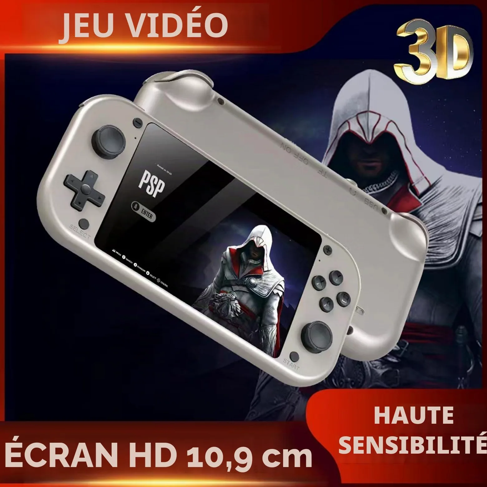 M17 Console de jeu portable rétro 4,3" 480 x 272 avec écran LCD 64 Go/128 Go Emuelec (20 000 + 30 000 jeux) (64 Go, 20 000 + jeux)