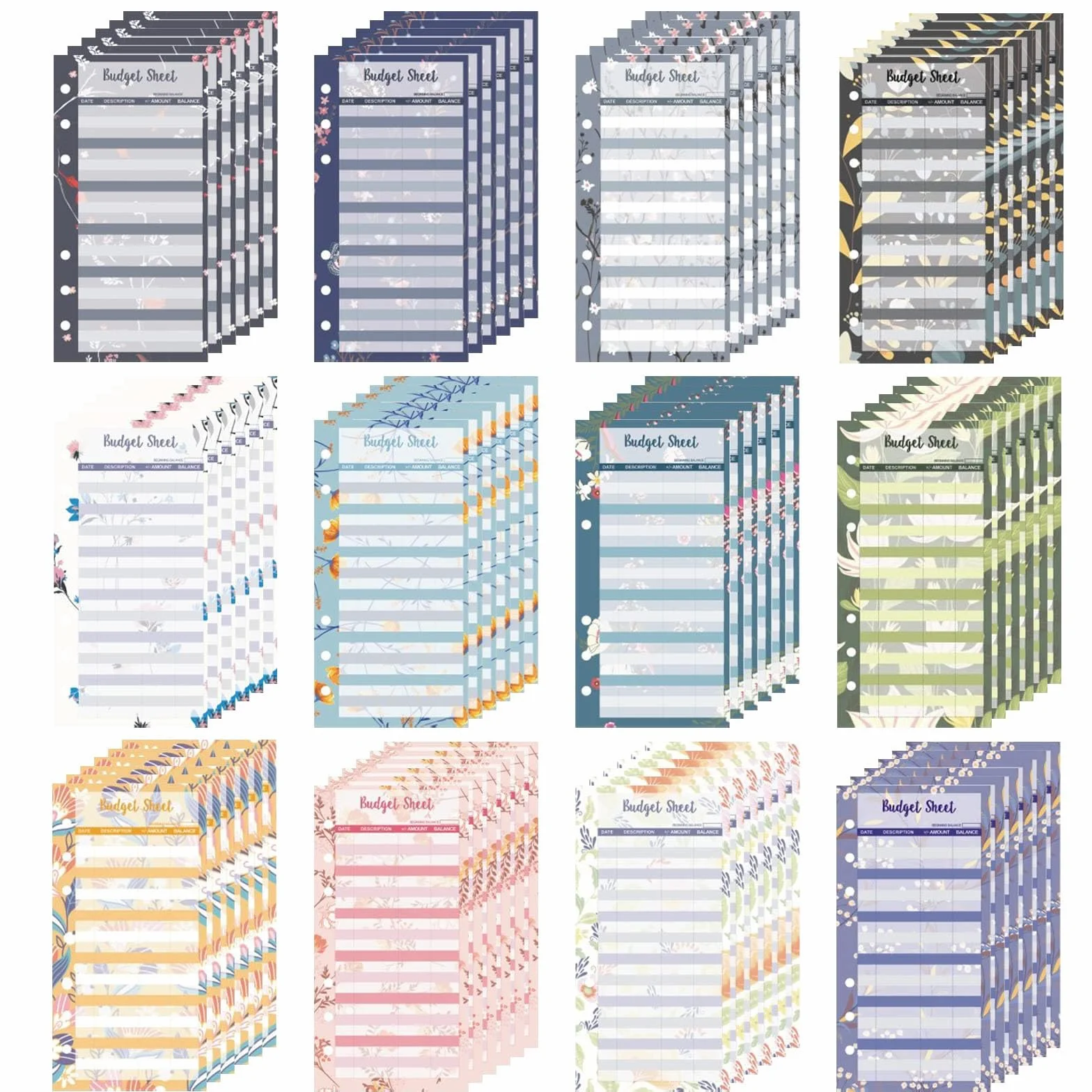 Planificateur de Budget A6 72 Feuilles Mensuel Recharges Papier 6 Trous Organisateur