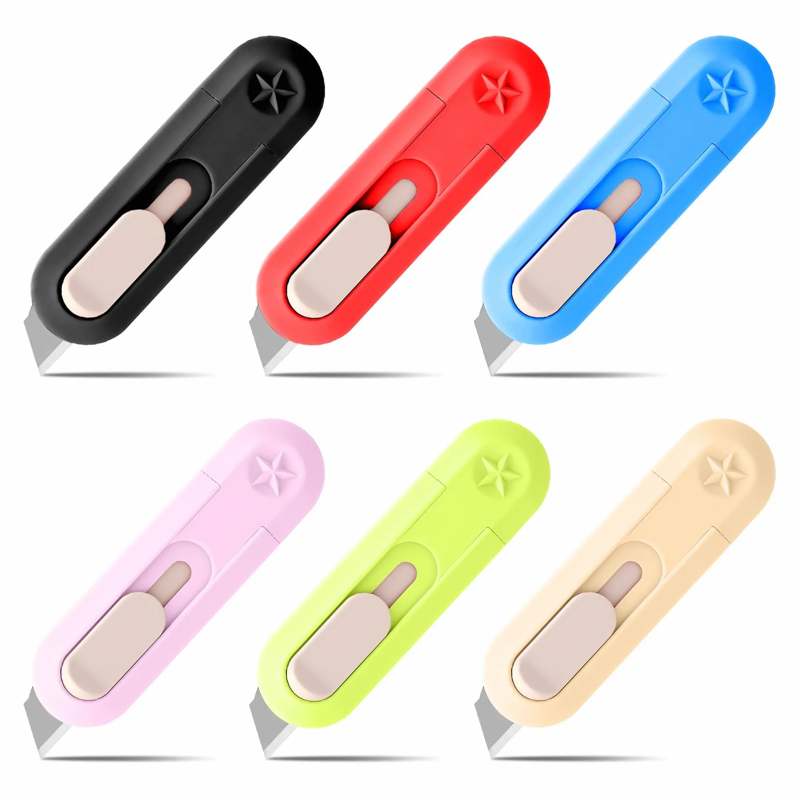 Lot de 6 mini couteaux utilitaires rétractables, coupe-boîte, cutter pour déballer et ouvrir des lettres