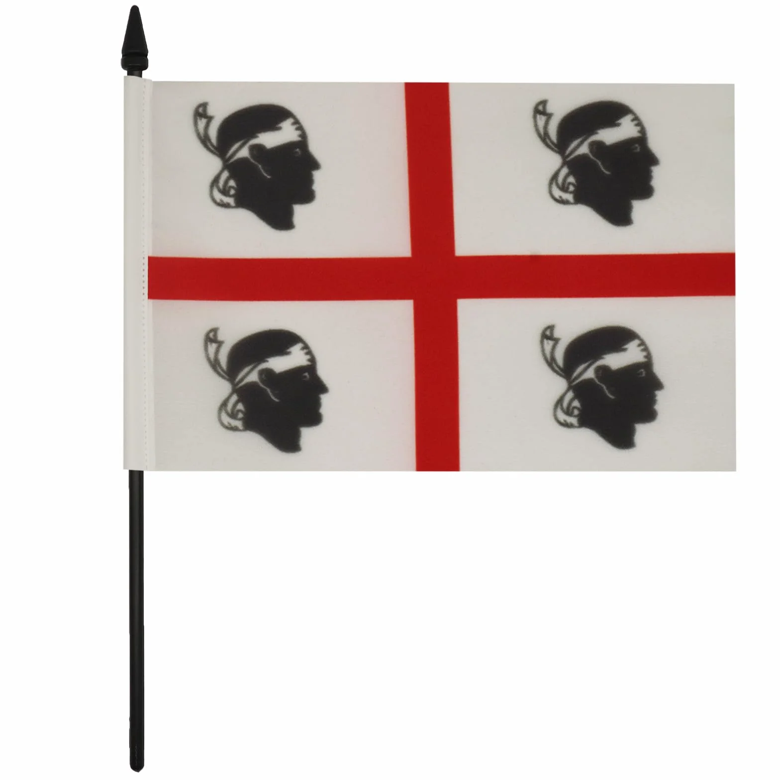Drapeau De Table Sardaigne 21x14 cm - Petit Drapeau Sarde De Bureau 100% Polyester Avec Hampe 25cm