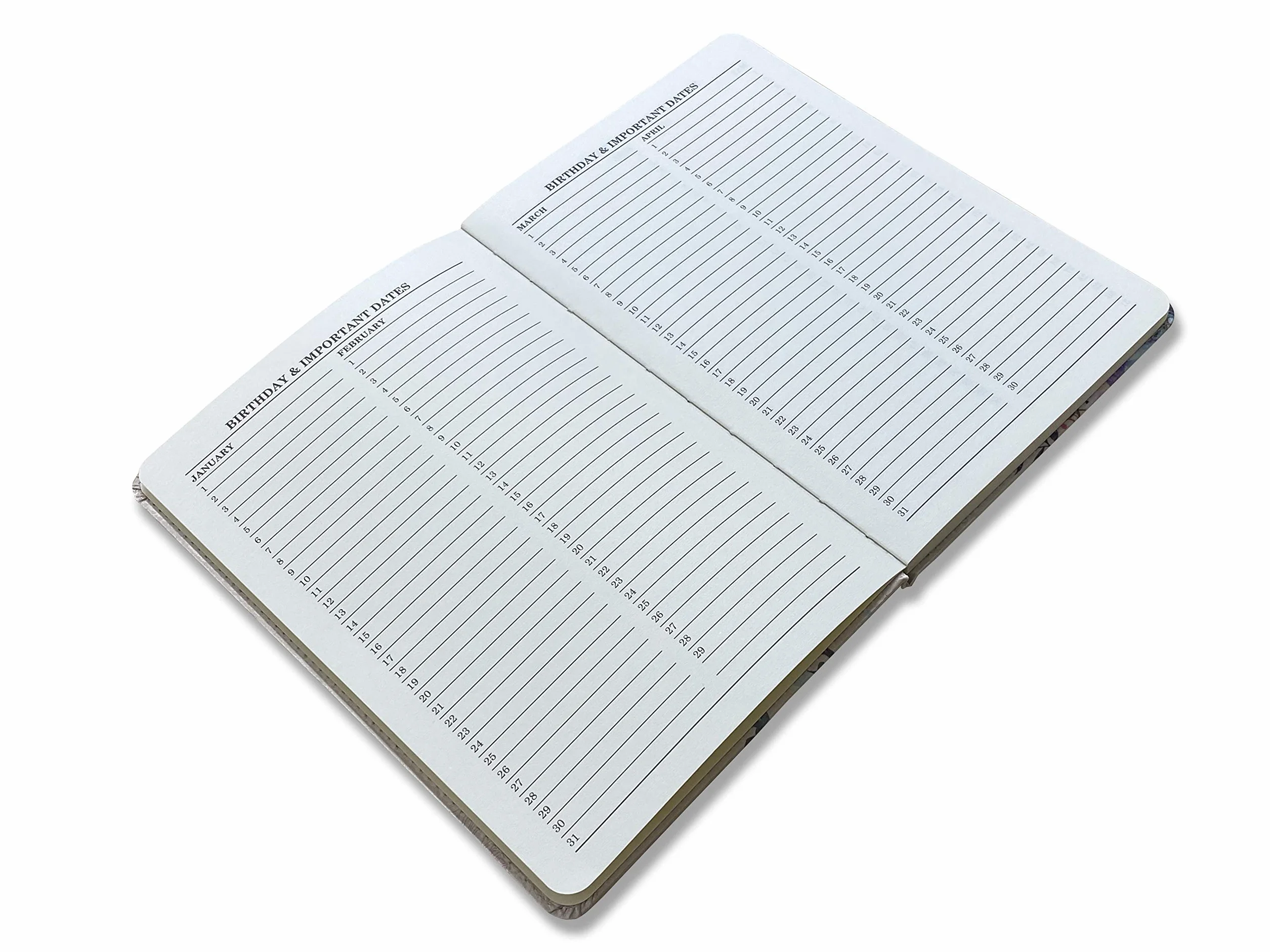 Carnet d'adresses téléphoniques et d'anniversaire avec index A-Z, couverture souple rembourrée format A5, fermeture magnétique