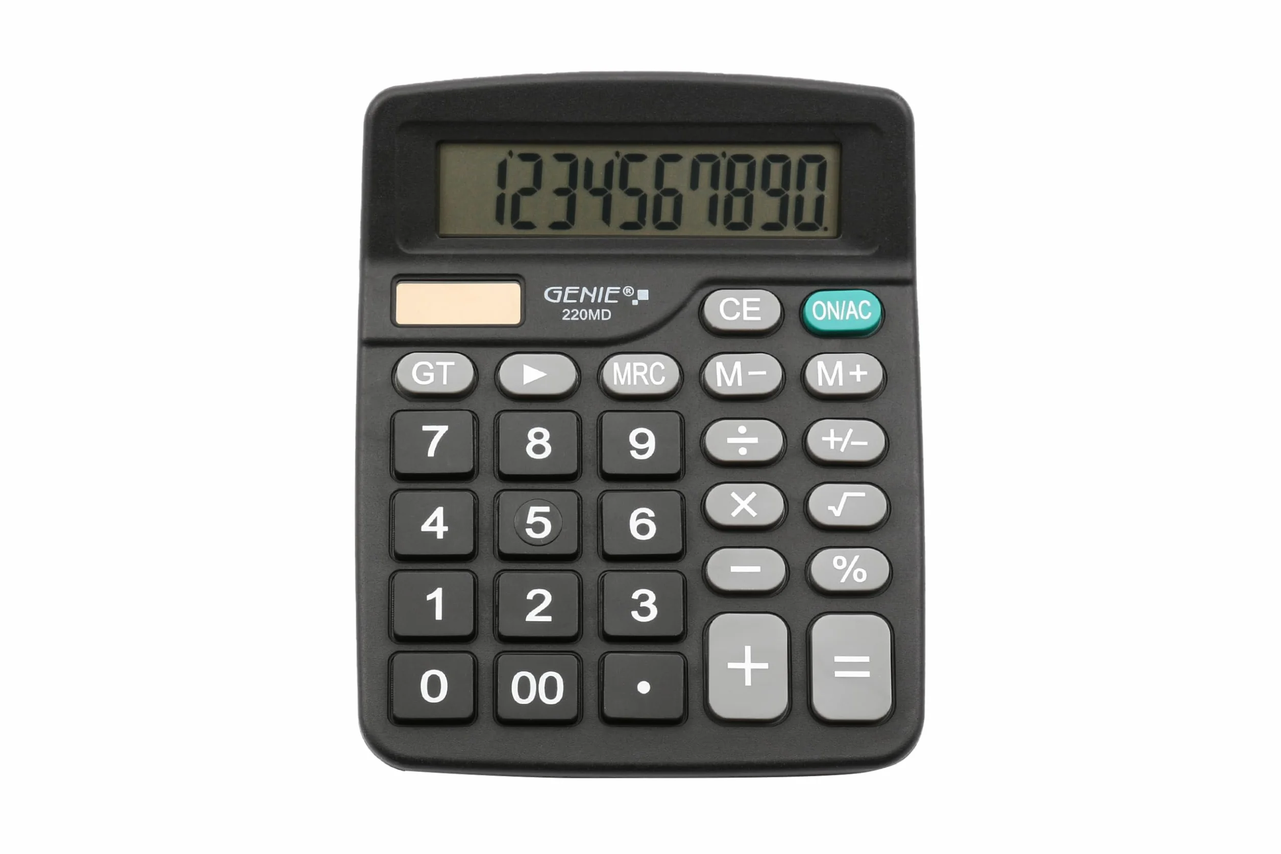 Genie Calculatrice de Bureau 220 MD 10 Chiffres Double Alimentation Solaire et Batterie Noir