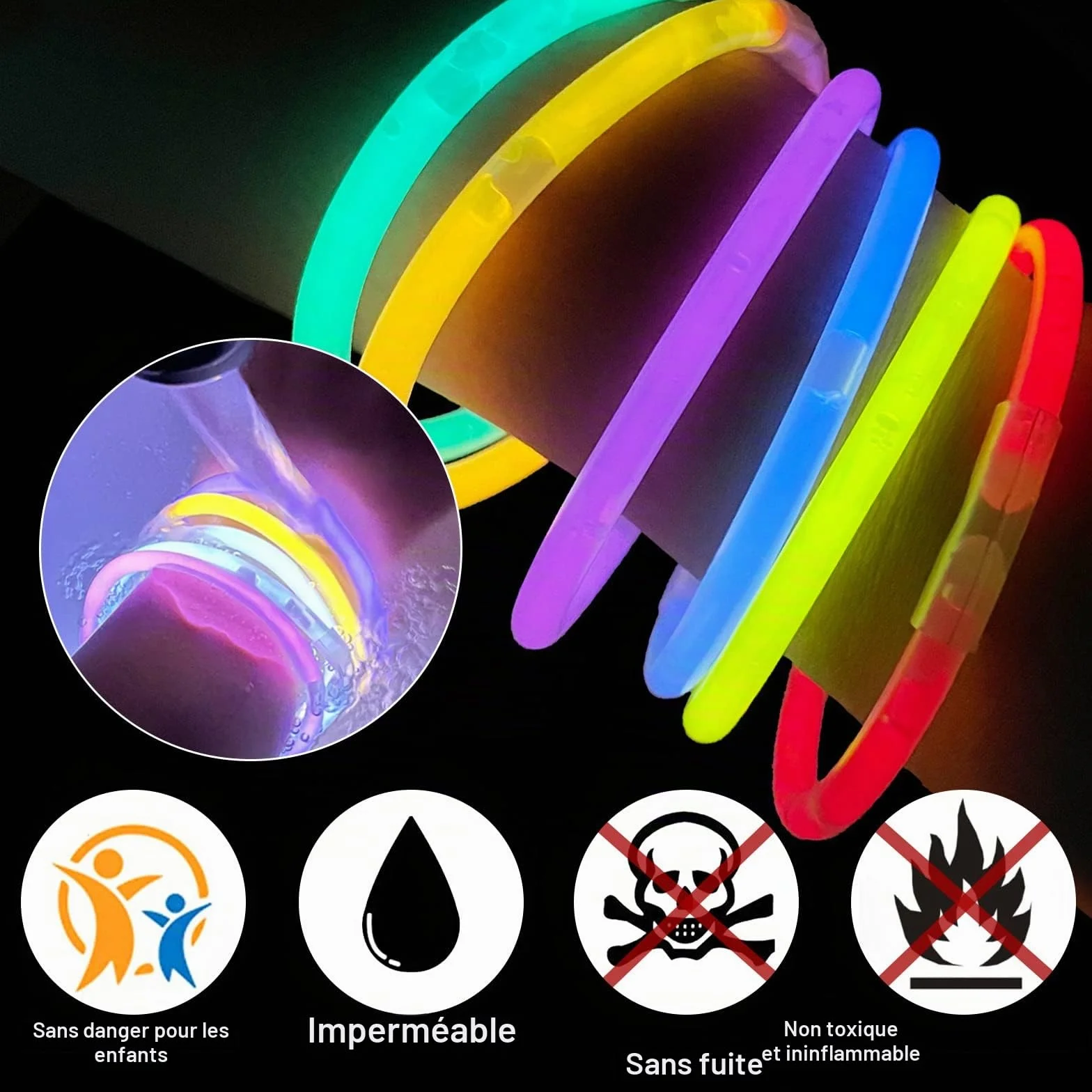 Bracelets Fluorescents Glow Sticks Party Favors 150PCS pour Enfants Adultes Halloween Decoration